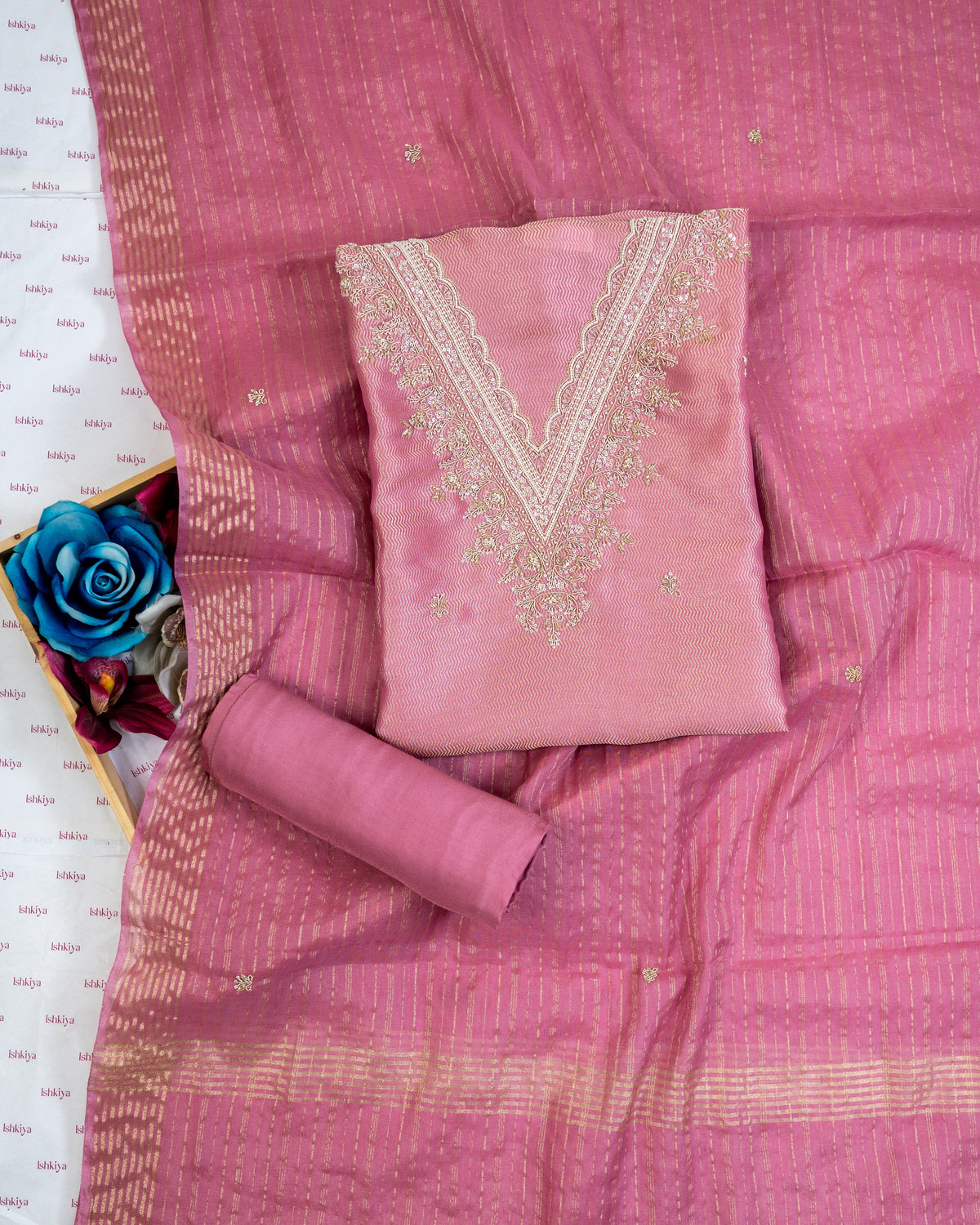 SIYAH-Unstitched Linen Tissue Suit Set