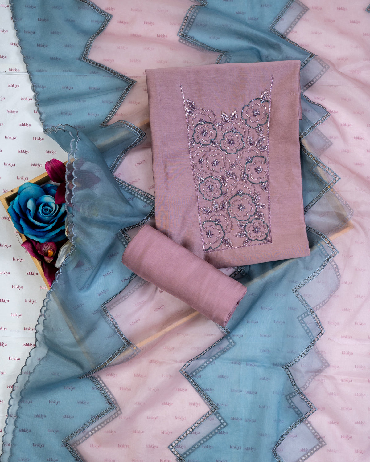NOORI-Unstiched Mul-Chanderi Suit set