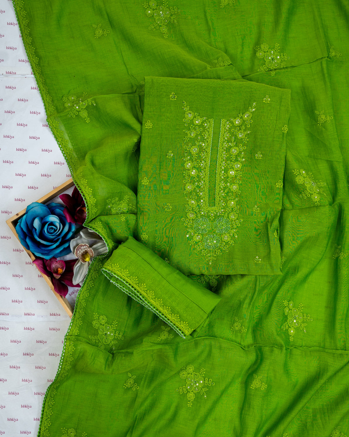 KEHR-Unstiched Mul-Chanderi Suit set