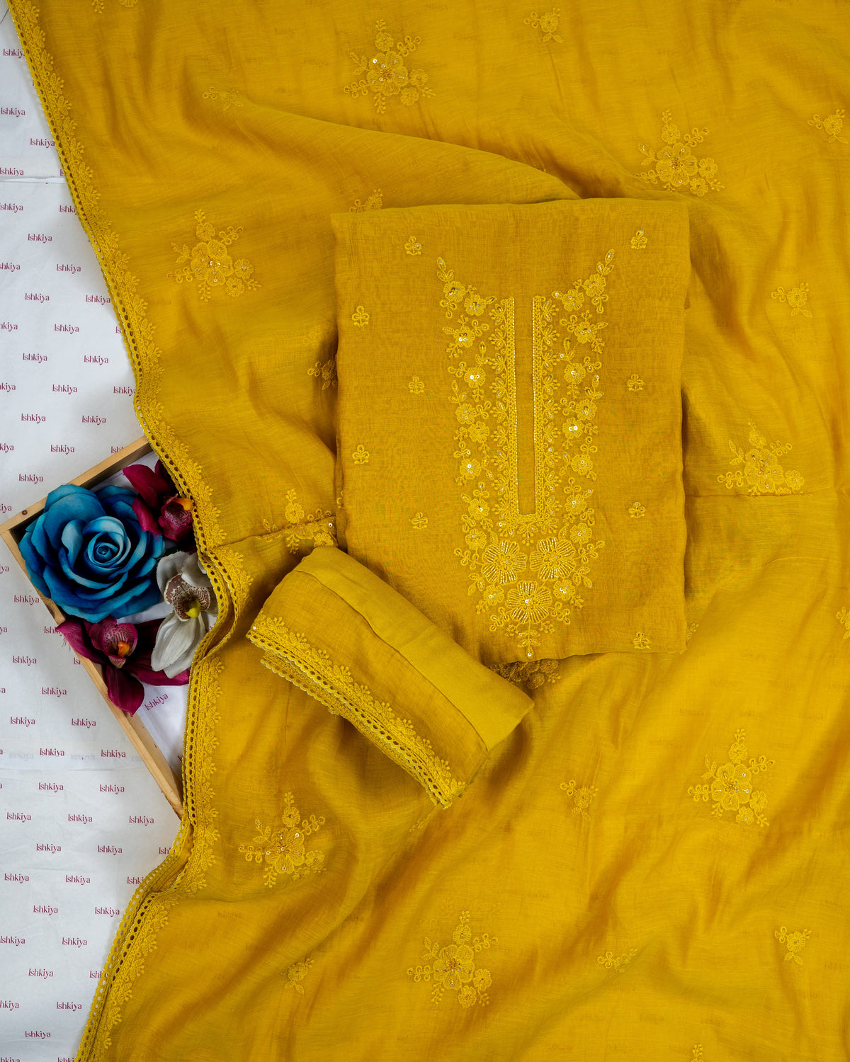 KEHR-Unstiched Mul-Chanderi Suit set