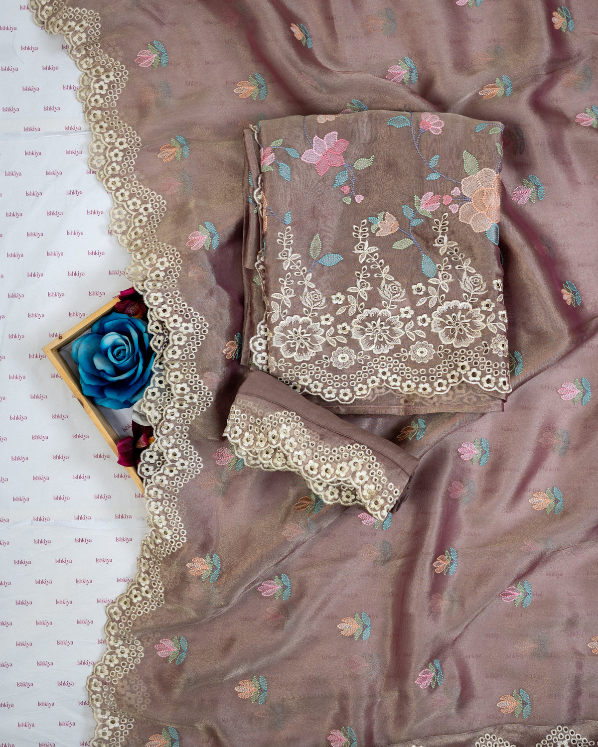 JUNOON-Unstitched Linen Tissue Suit Set