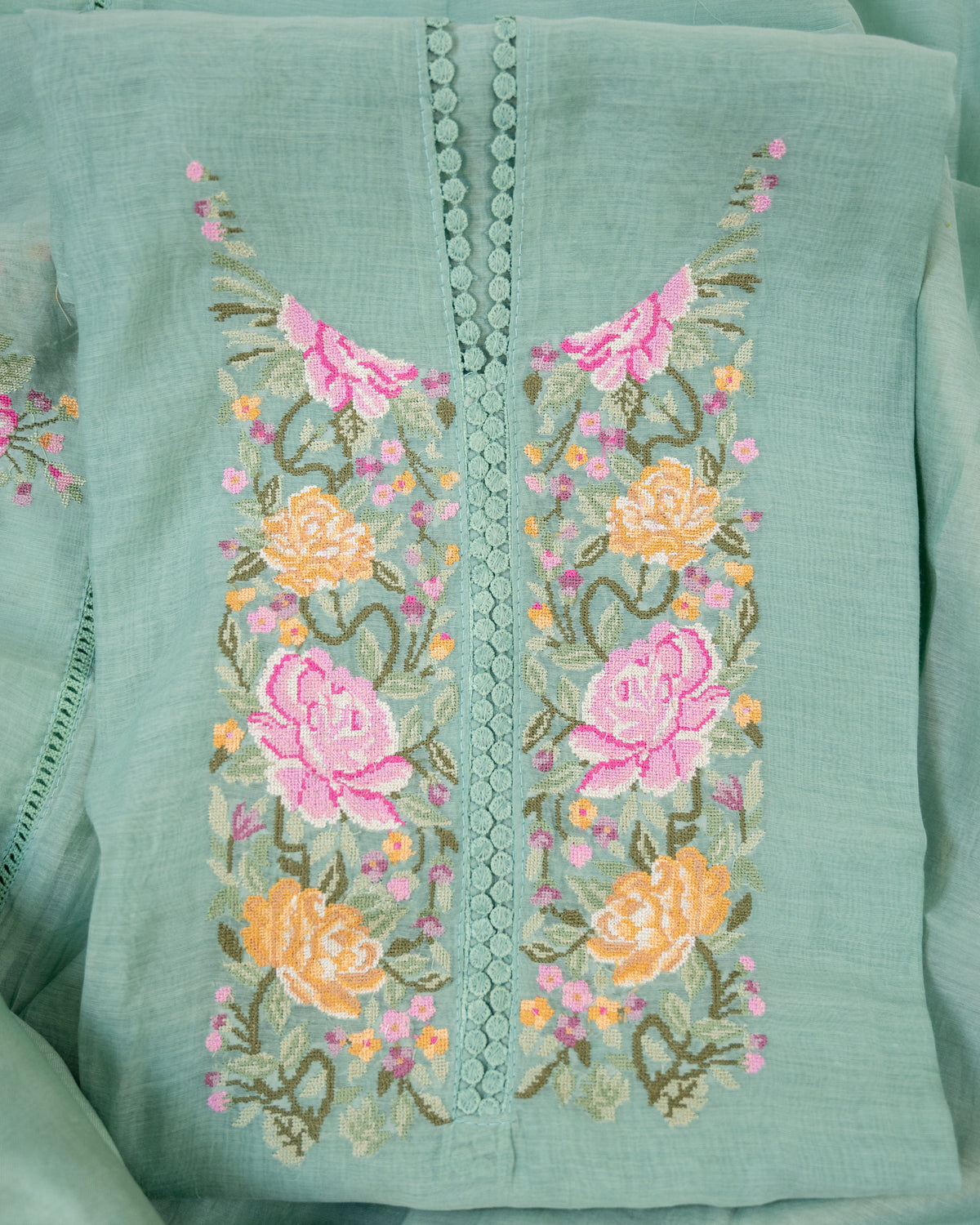 KIRAN-Unstitched Mul-Chanderi Suit Set