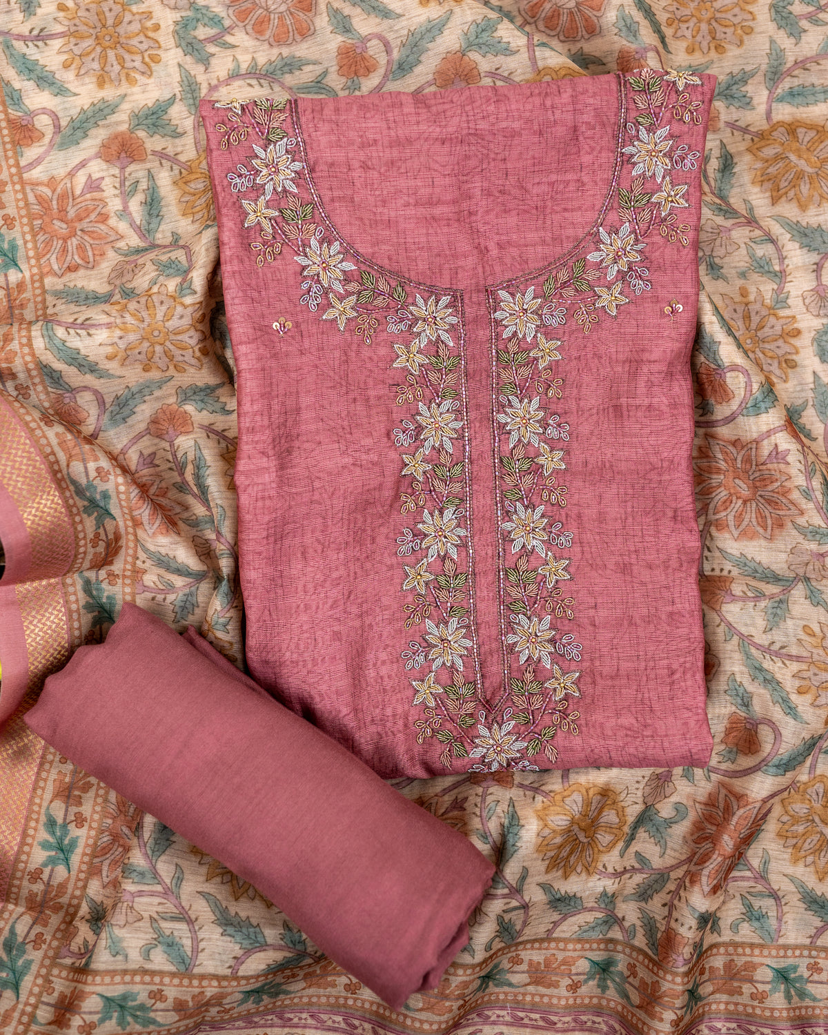 ROOH-Unstitched Linen Tissue Suit Set