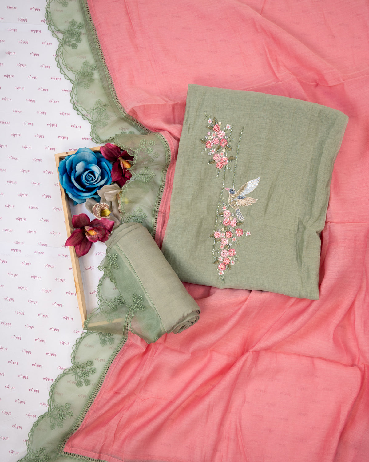 SHOOR-Unstitched Mul-Chanderi Suit Set
