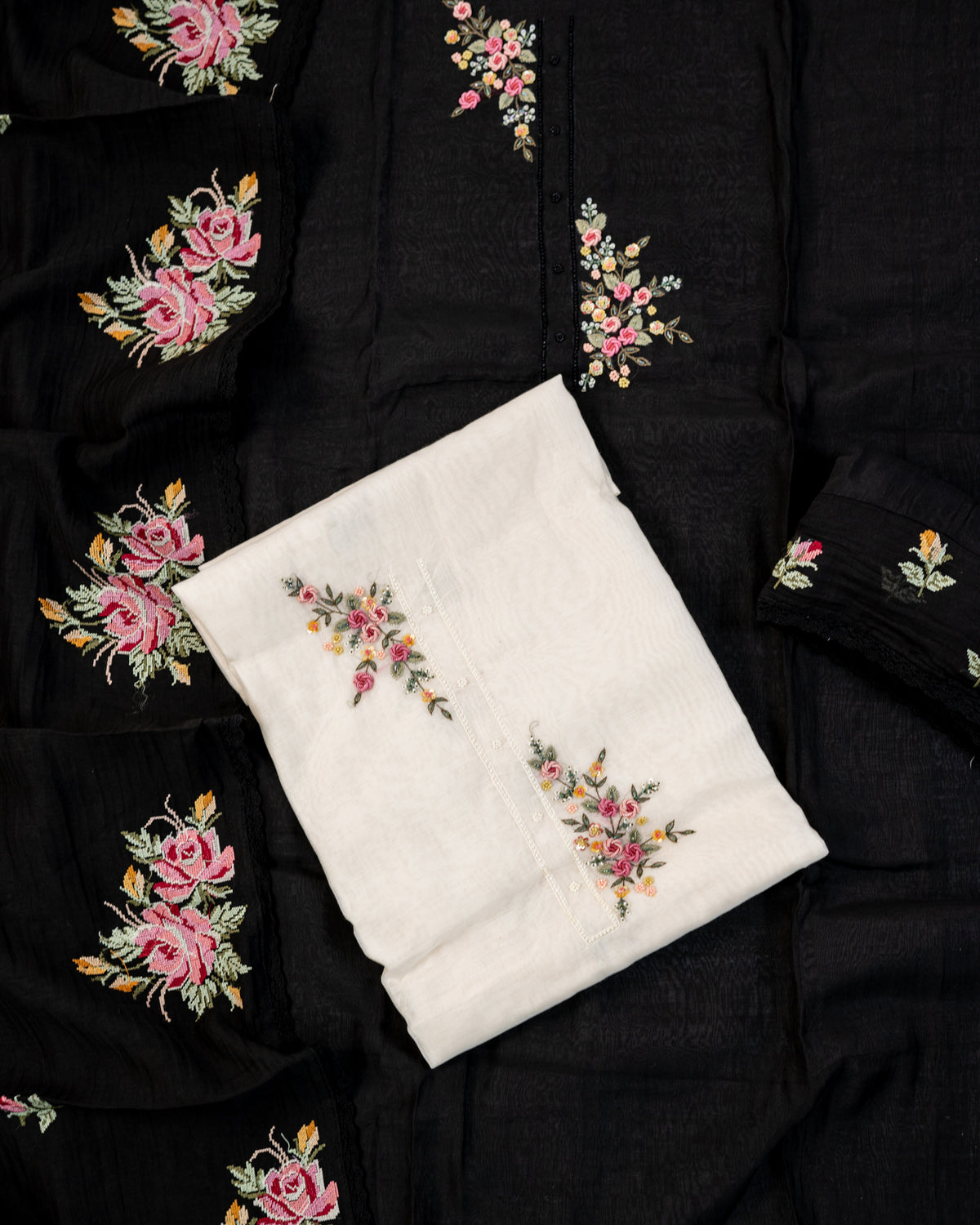 KHUMAAR-Unstitched Mul-Chanderi Suit Set