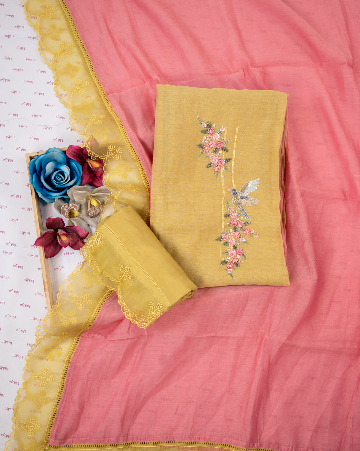 SHOOR-Unstitched Mul-Chanderi Suit Set