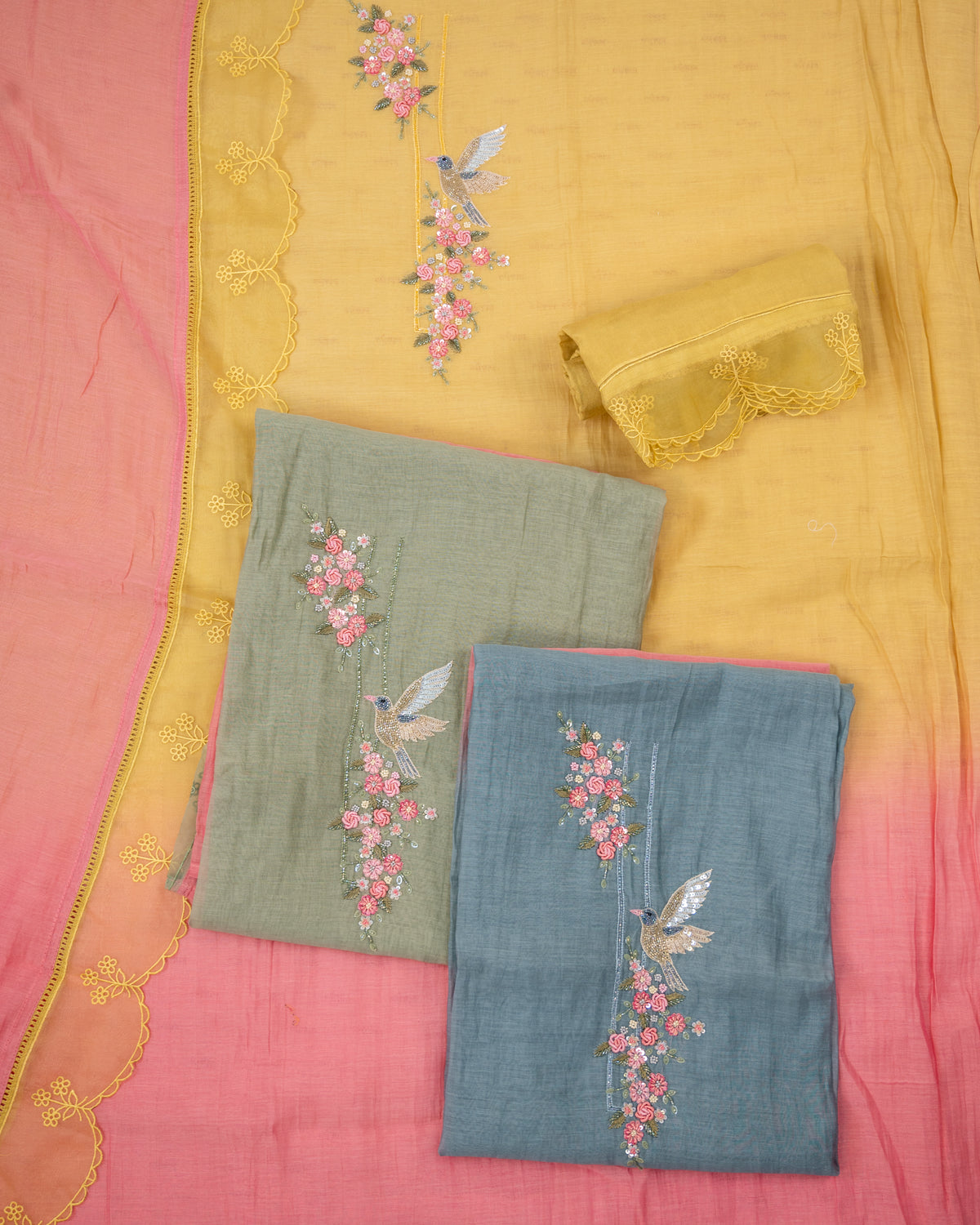 SHOOR-Unstitched Mul-Chanderi Suit Set