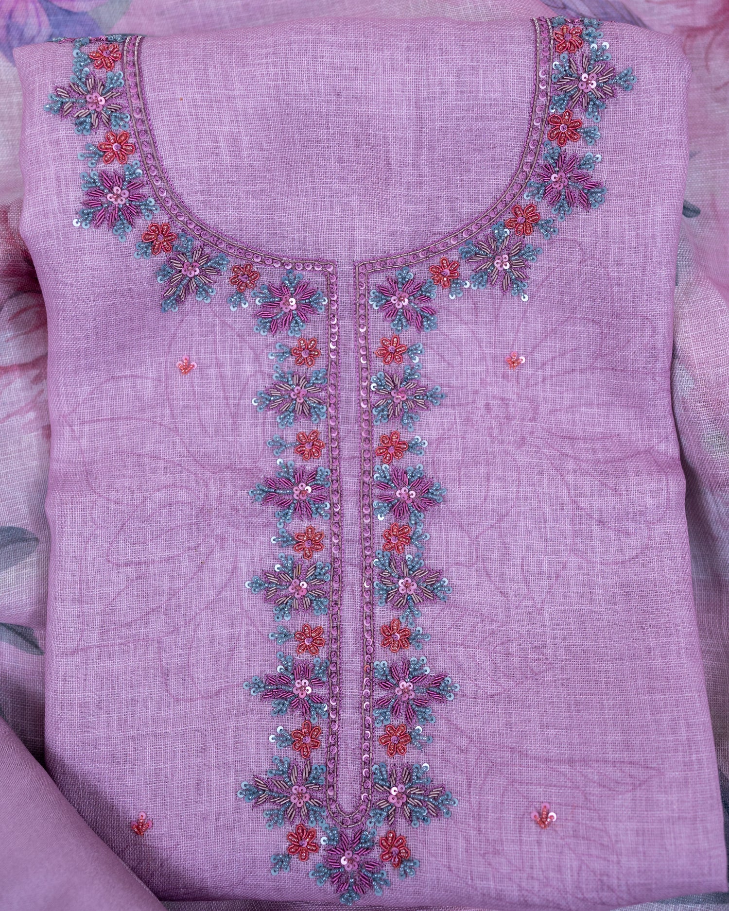 SANJHA-Unstitched Linen Suit Set