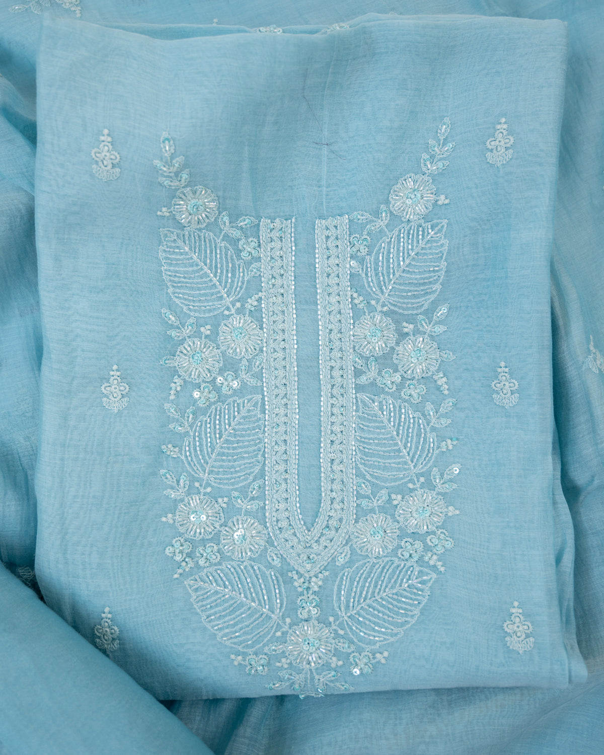 MOHAR-Unstitched Mul-Chanderi Suit Set