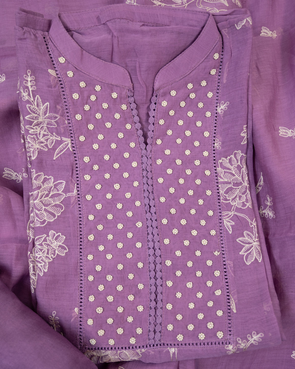 RUPAISH-Unstiched Mul-Chanderi Suit set