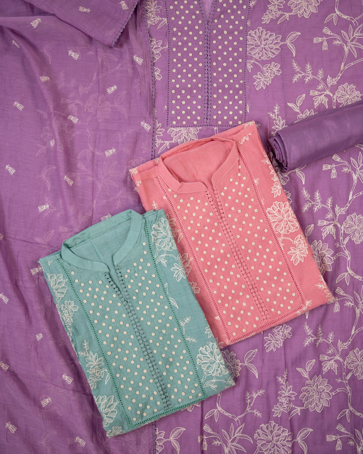 RUPAISH-Unstiched Mul-Chanderi Suit set