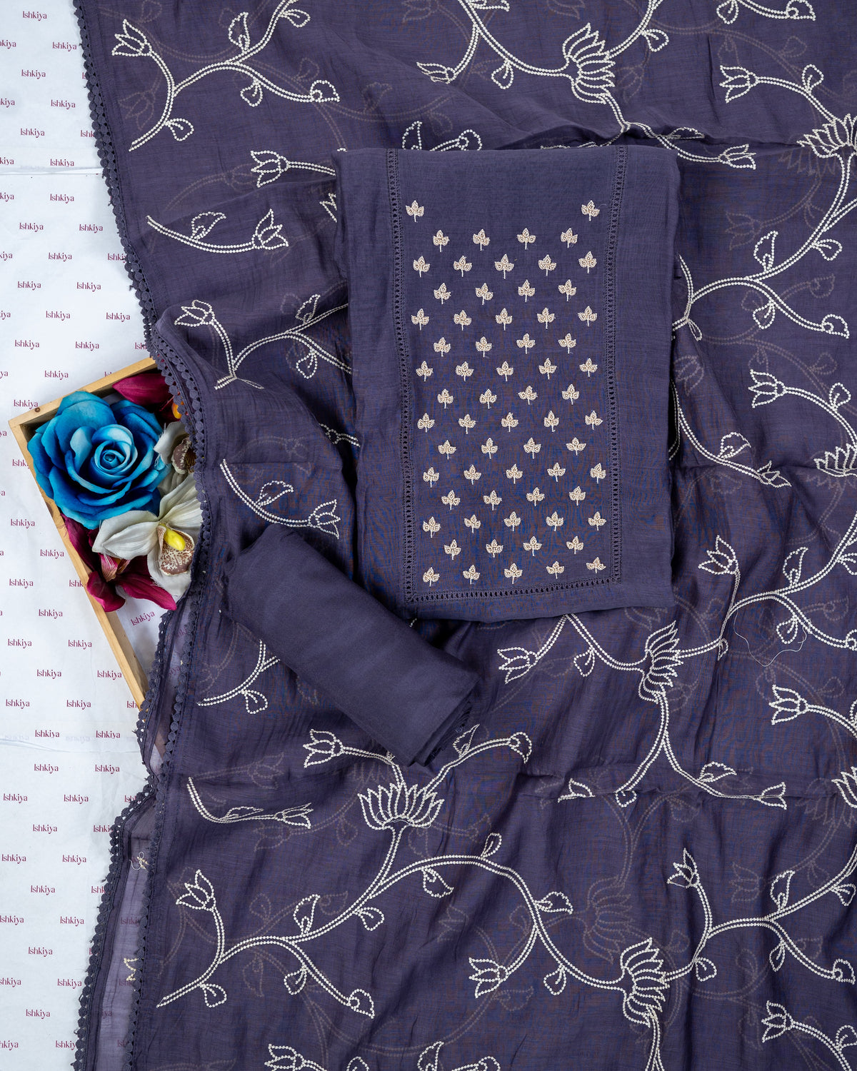 AAGAN-Unstiched Mul-Chanderi Suit set