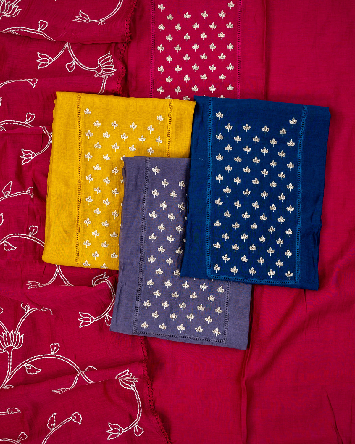AAGAN-Unstiched Mul-Chanderi Suit set