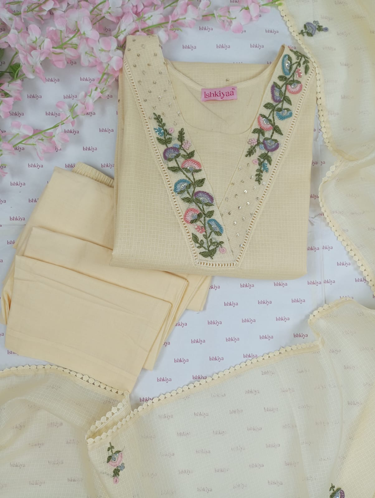 SHEESH-Stitched Kota Suit Set