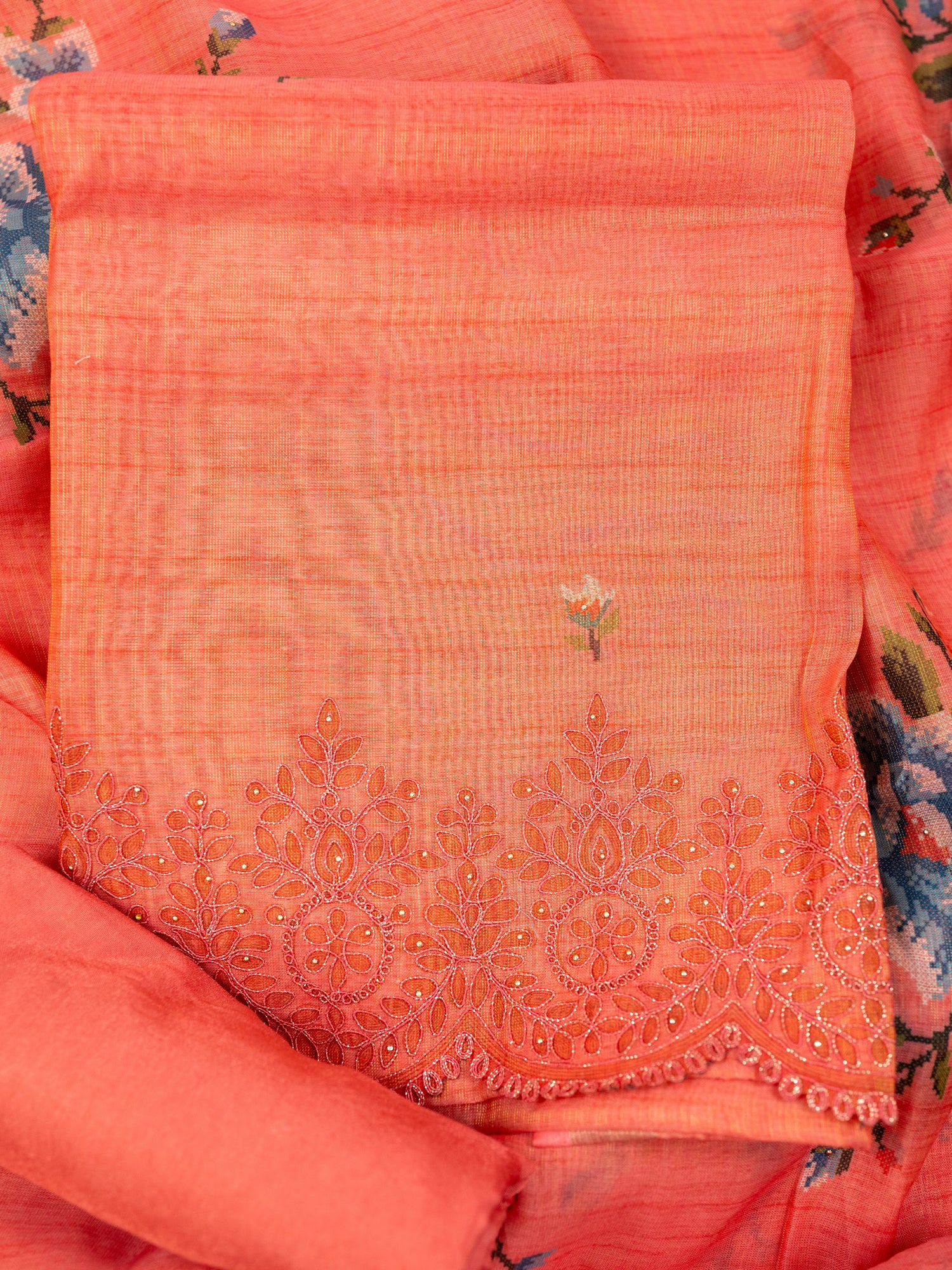 KAMIL-Unstitched Linen Tissue Suit Set