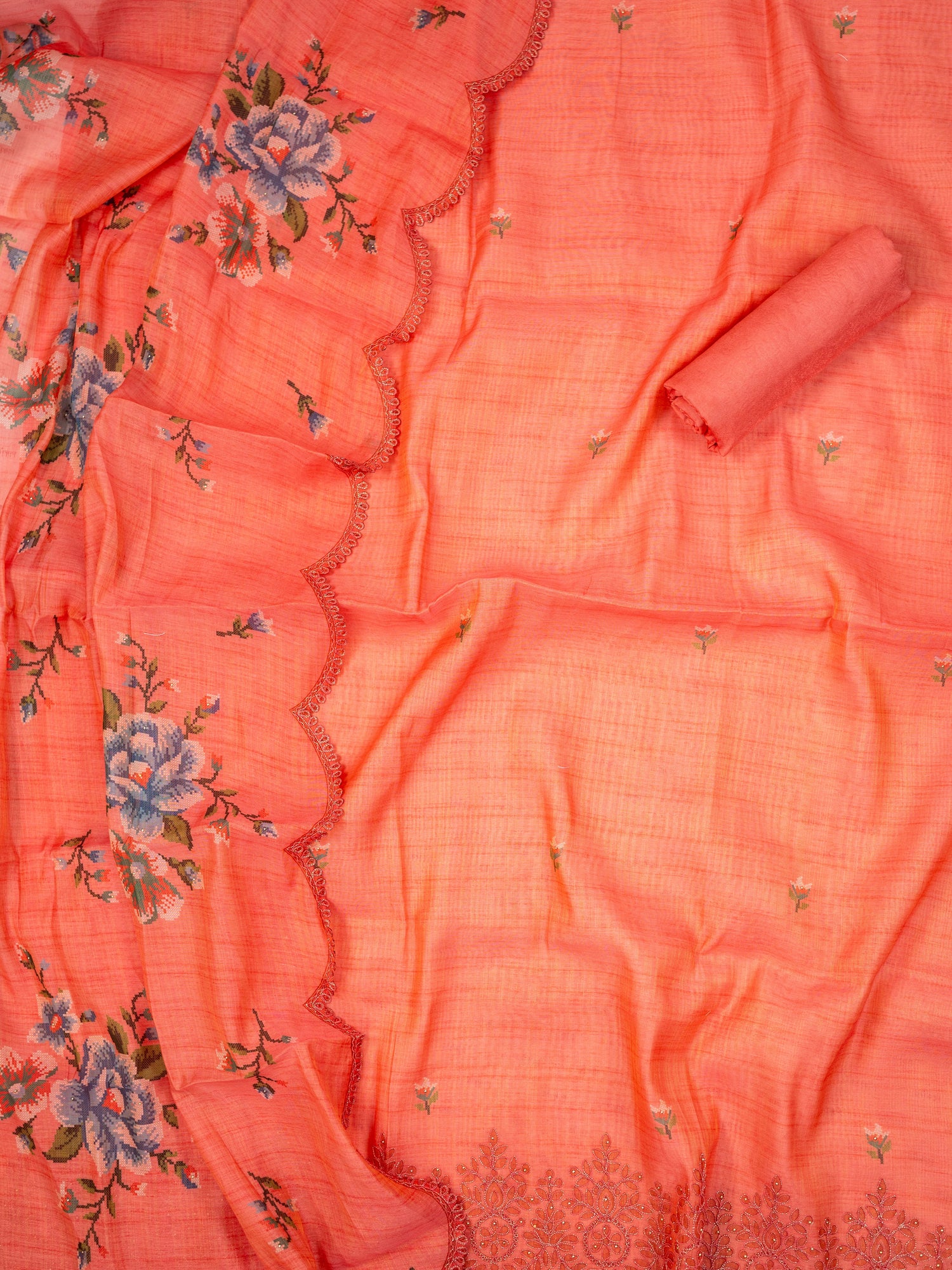 KAMIL-Unstitched Linen Tissue Suit Set
