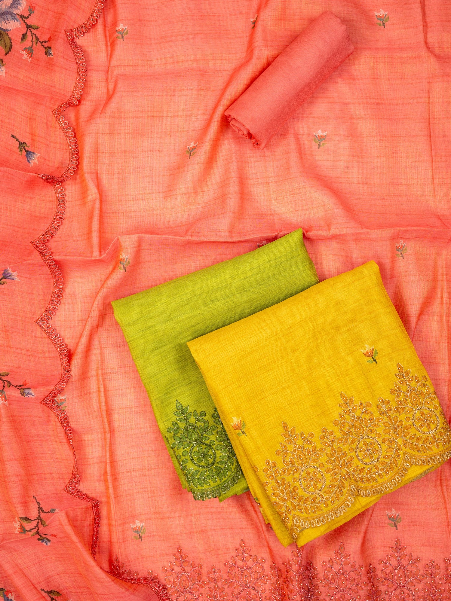 KAMIL-Unstitched Linen Tissue Suit Set