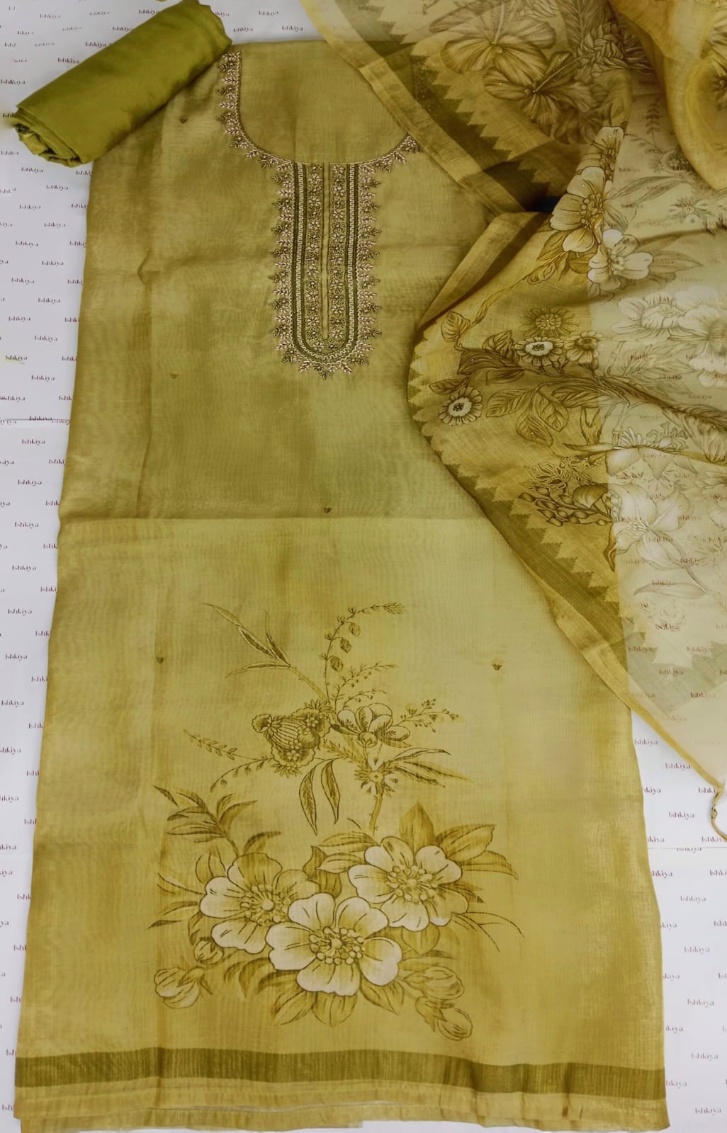 INAYAT-Unstitched Linen Tissue Suit Set