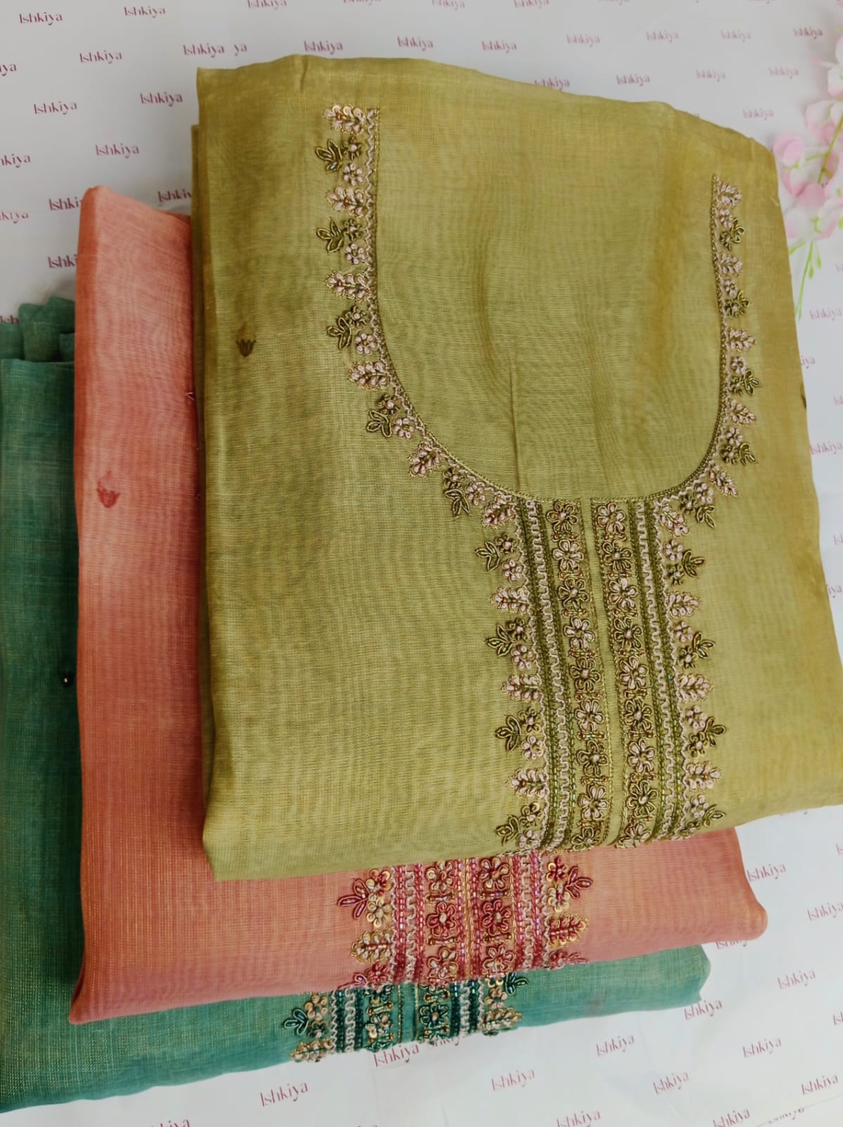 INAYAT-Unstitched Linen Tissue Suit Set