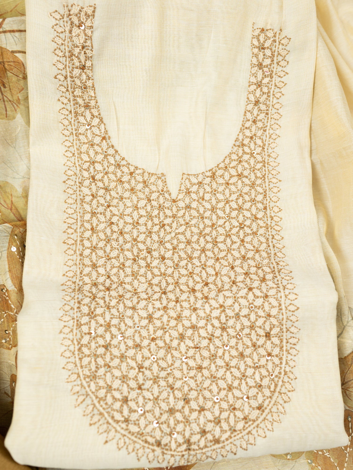 ZIYA-Unstitched Linen Tissue Suit Set