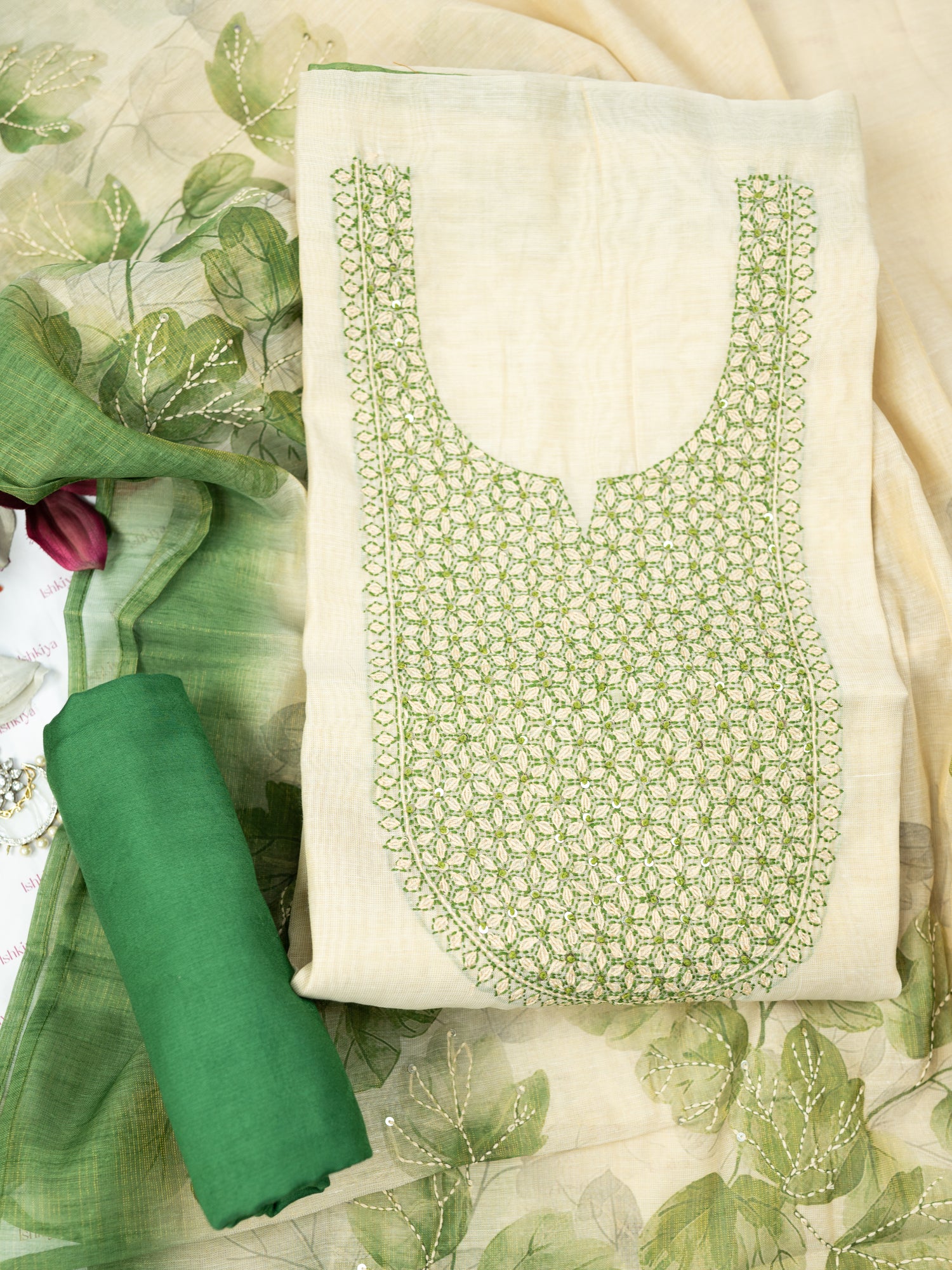 ZIYA-Unstitched Linen Tissue Suit Set