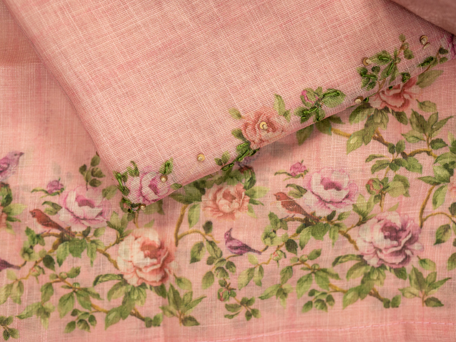 SAHER-Unstitched Linen Tissue Suit Set