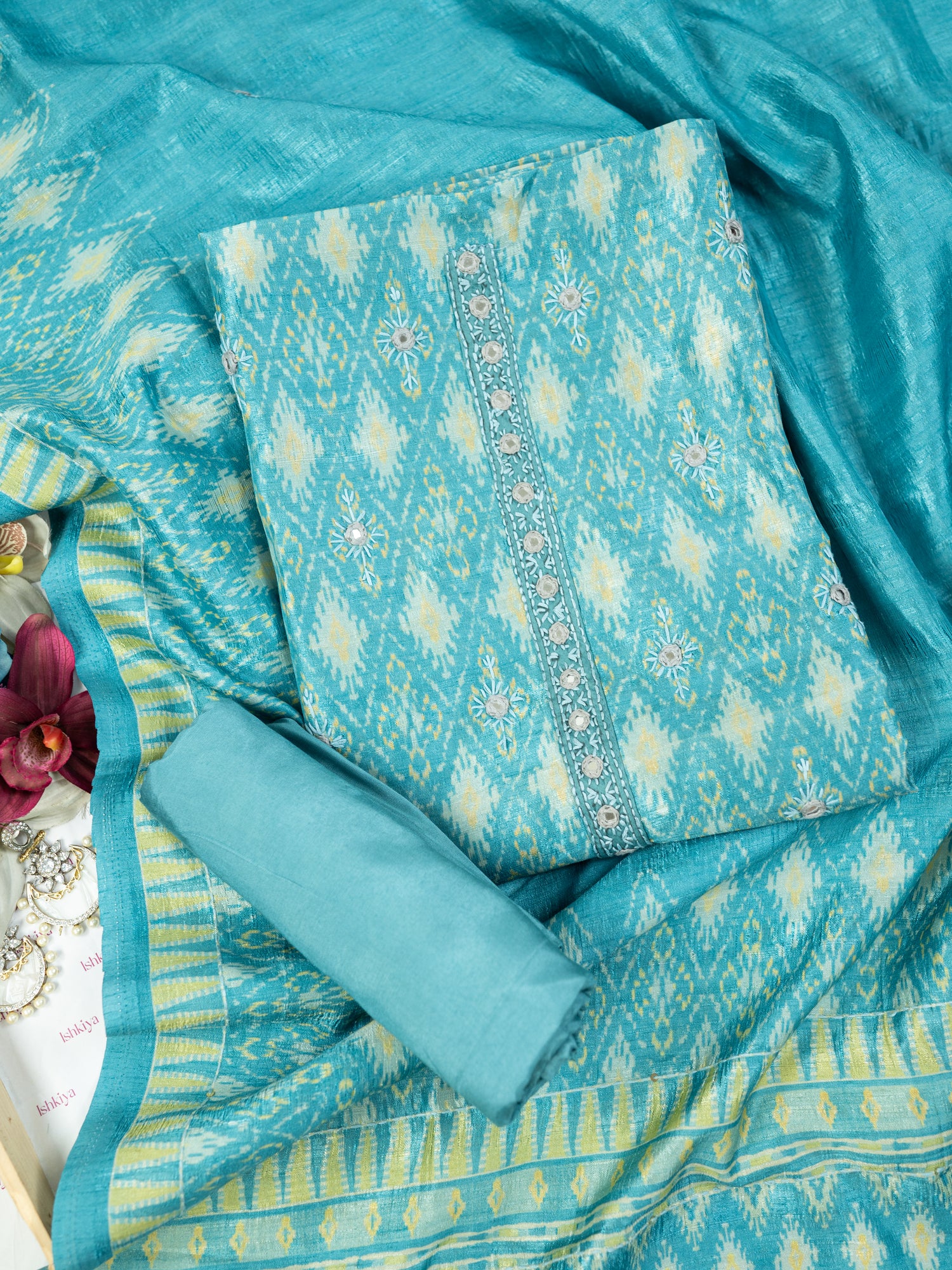 AMAAL-Unstitched Linen Tissue Suit Set