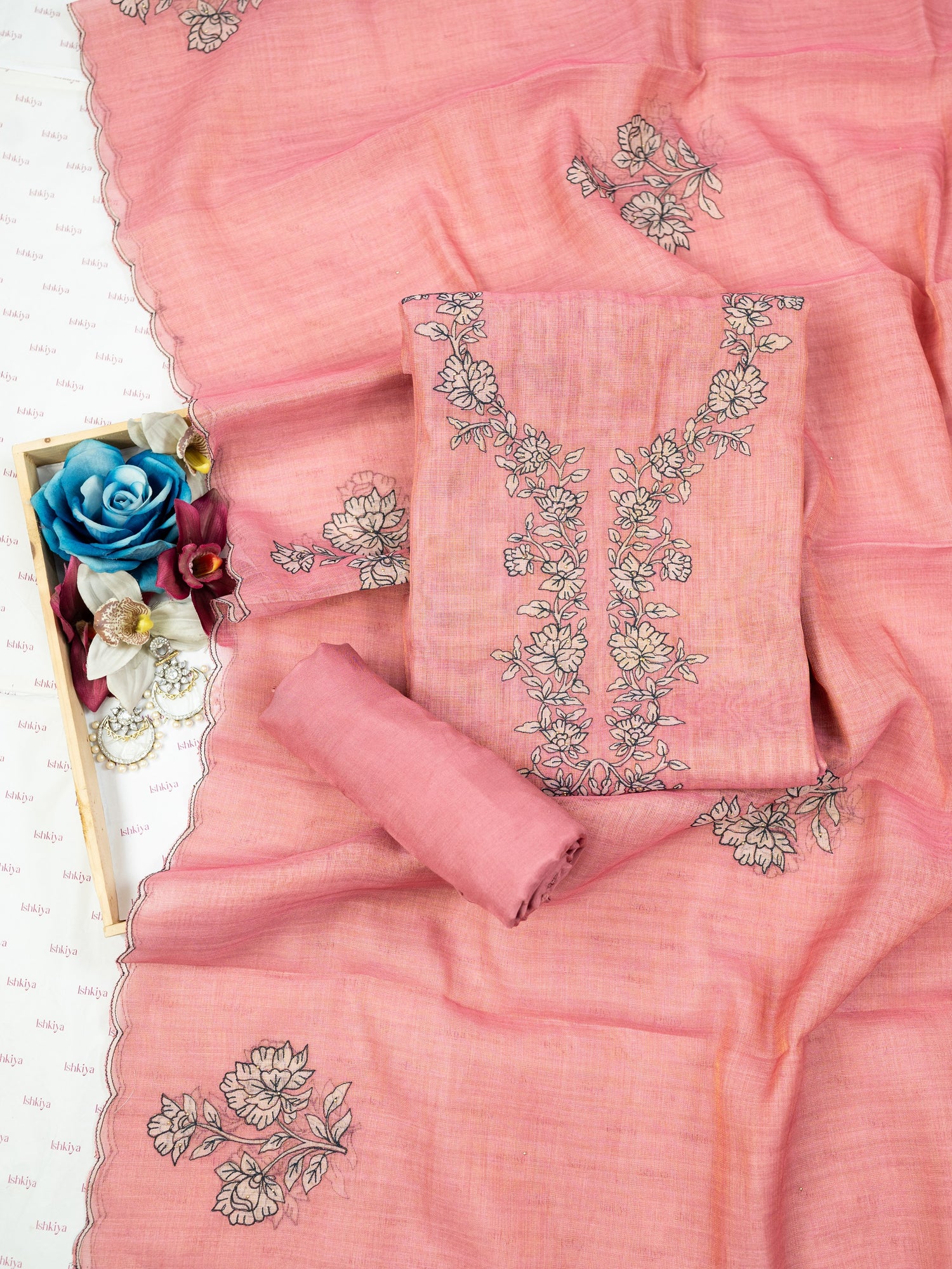 ZOYA-Unstitched Linen Tissue Suit Set