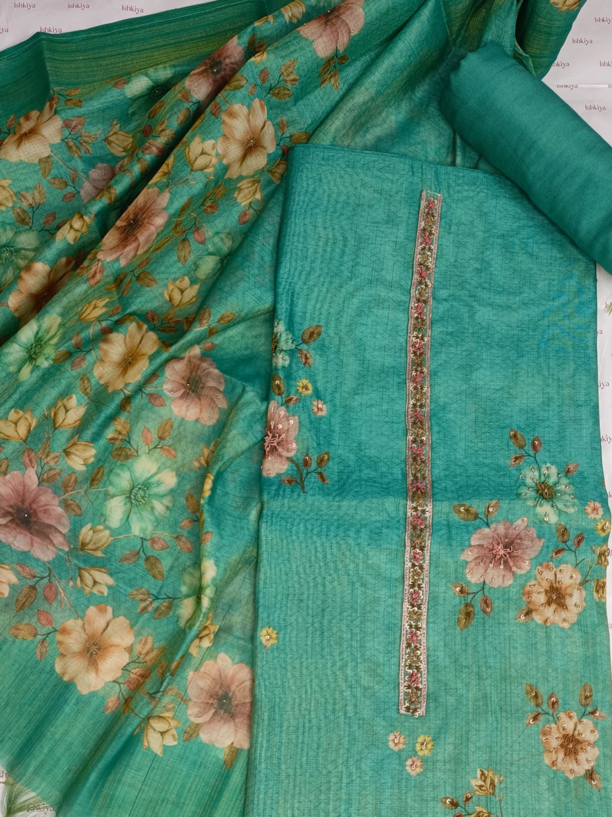 MEHR-Unstitched Linen Tissue Suit Set