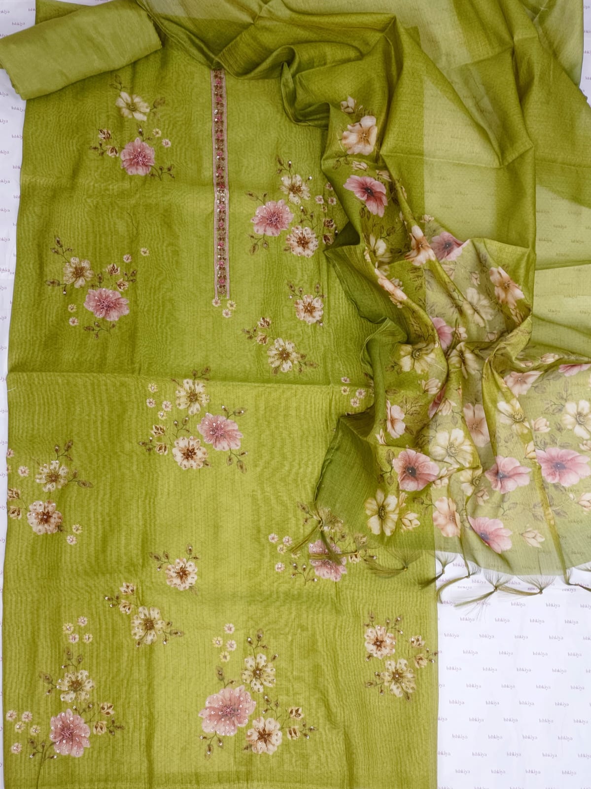 MEHR-Unstitched Linen Tissue Suit Set