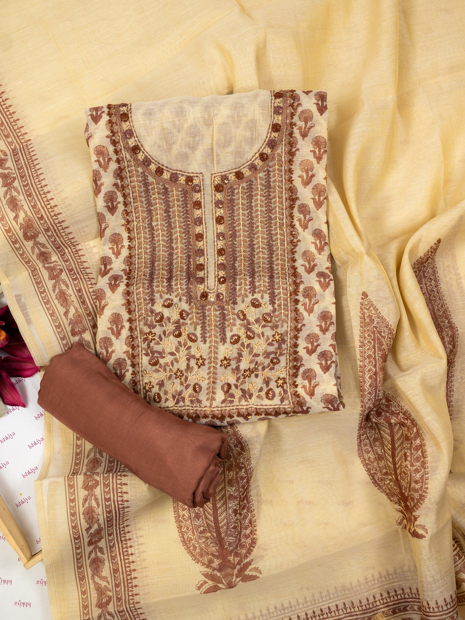 NAYYAR-Unstitched Linen Tissue Suit Set