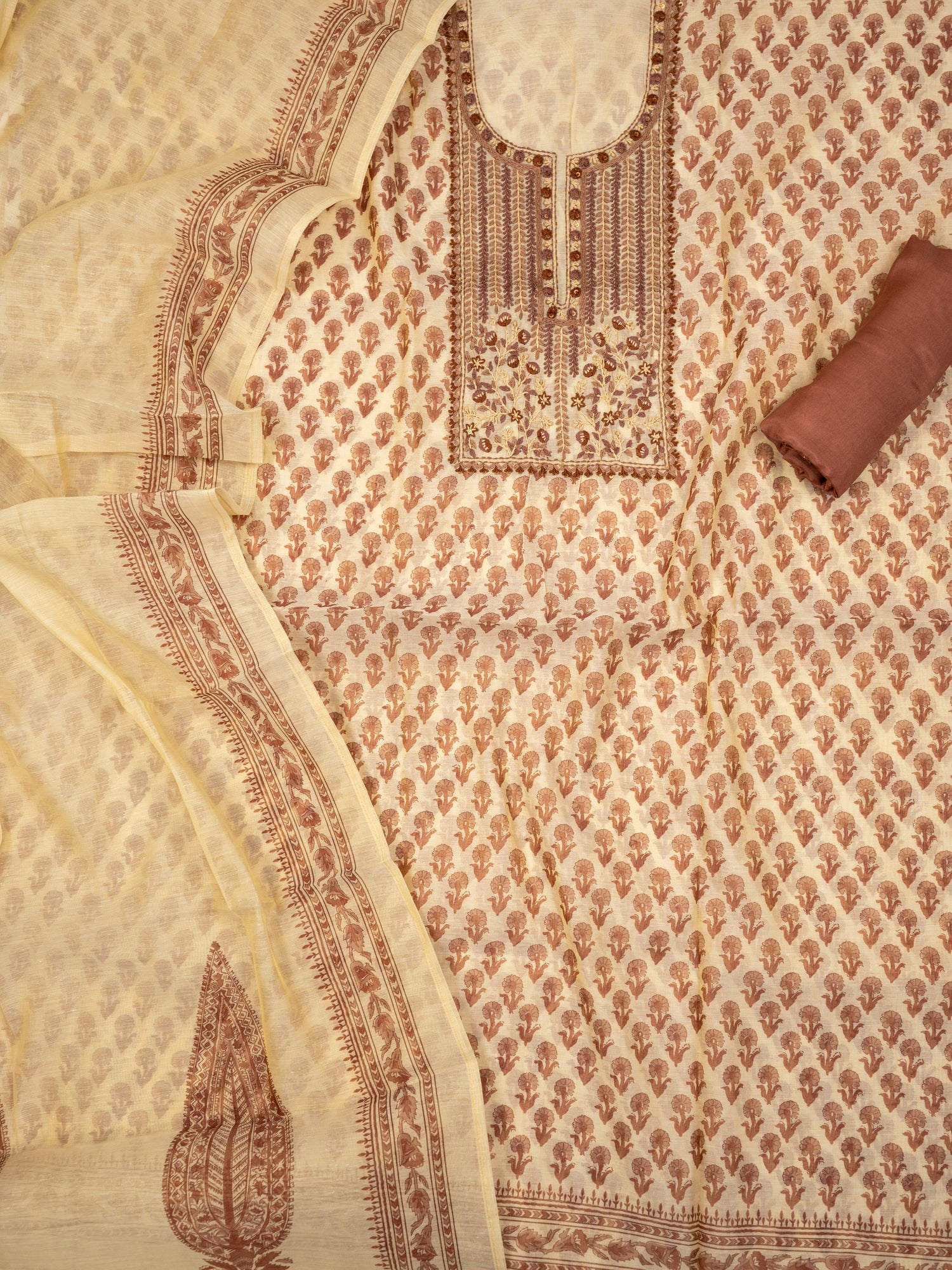 NAYYAR-Unstitched Linen Tissue Suit Set