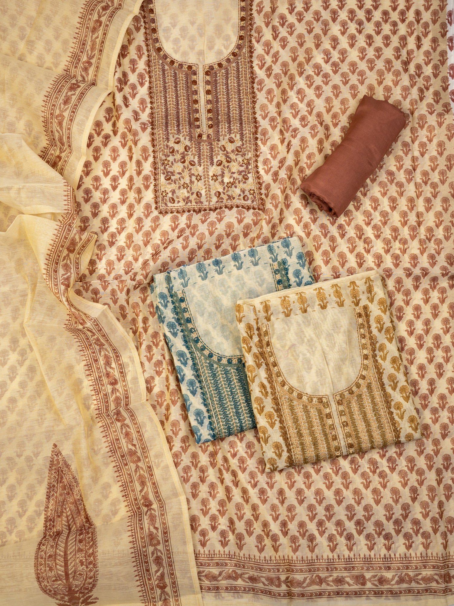 NAYYAR-Unstitched Linen Tissue Suit Set
