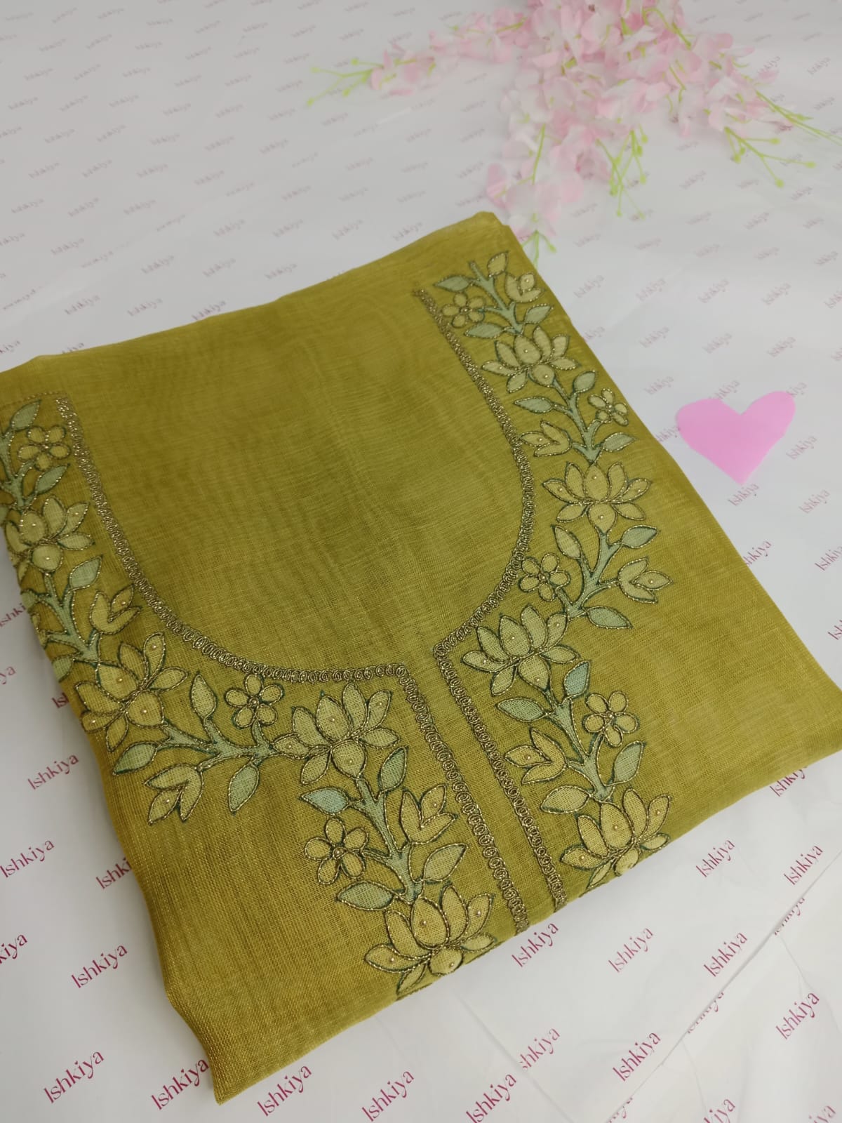 RUHAANI-Unstitched Linen Tissue Suit Set