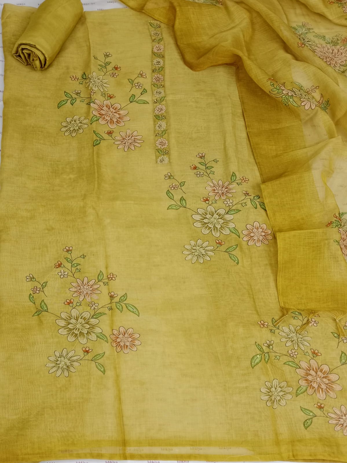 PARIZAAD-Unstitched Linen Tissue Suit Set