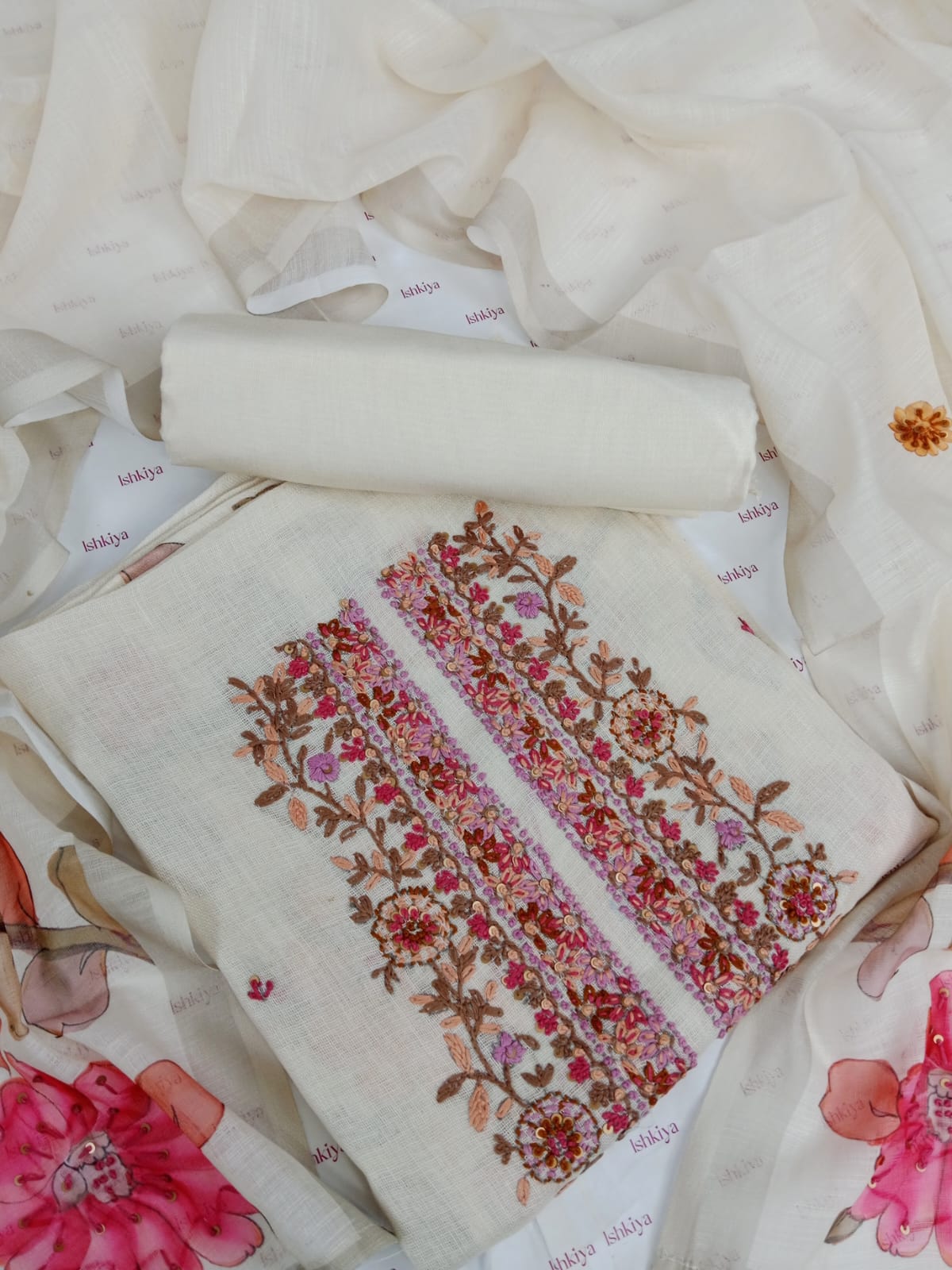 TAMANNA-Unstitche Linen Tissue Suit Set