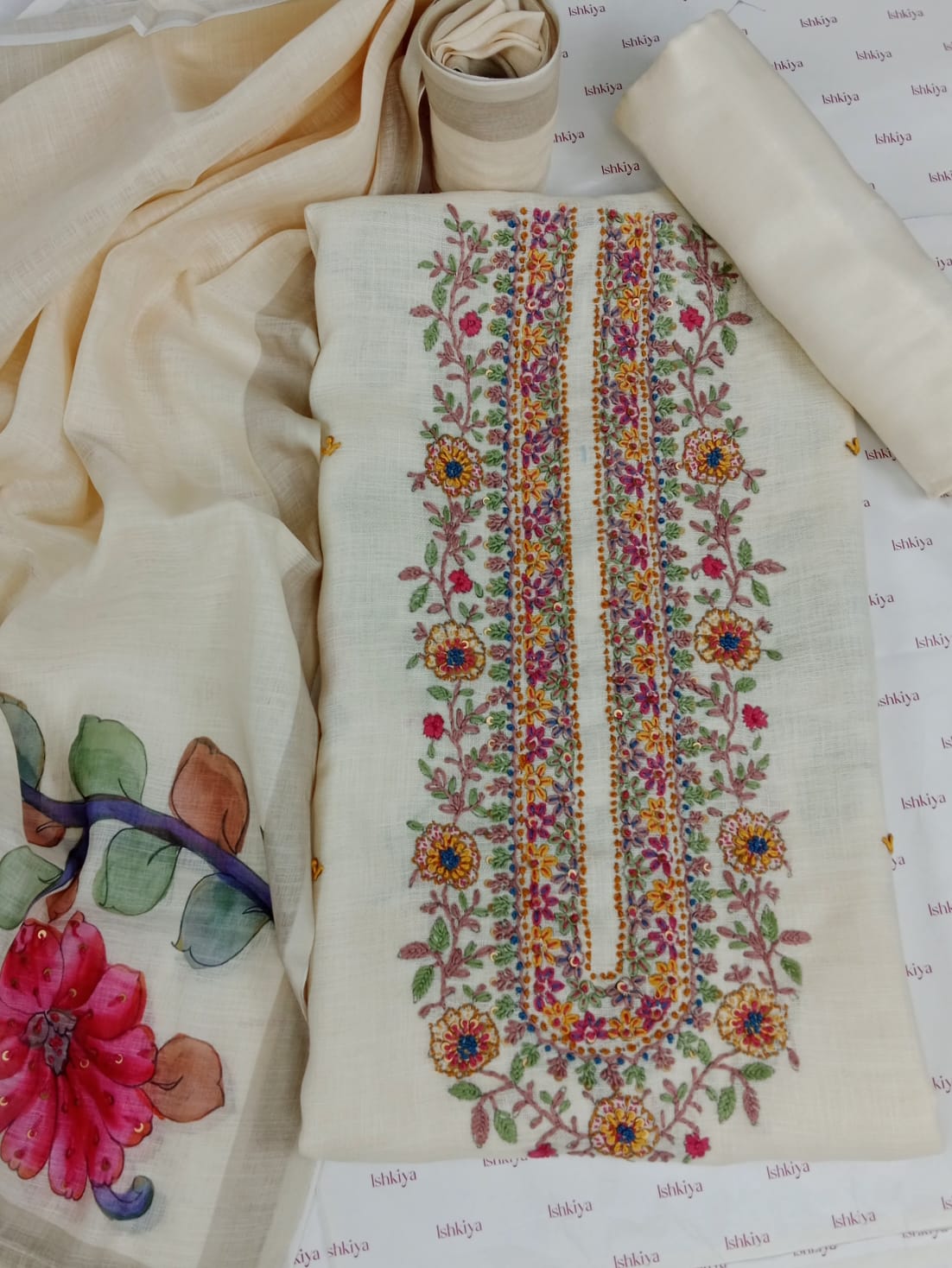 TAMANNA-Unstitche Linen Tissue Suit Set