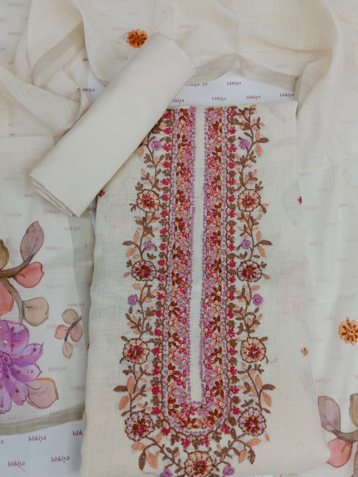 TAMANNA-Unstitche Linen Tissue Suit Set