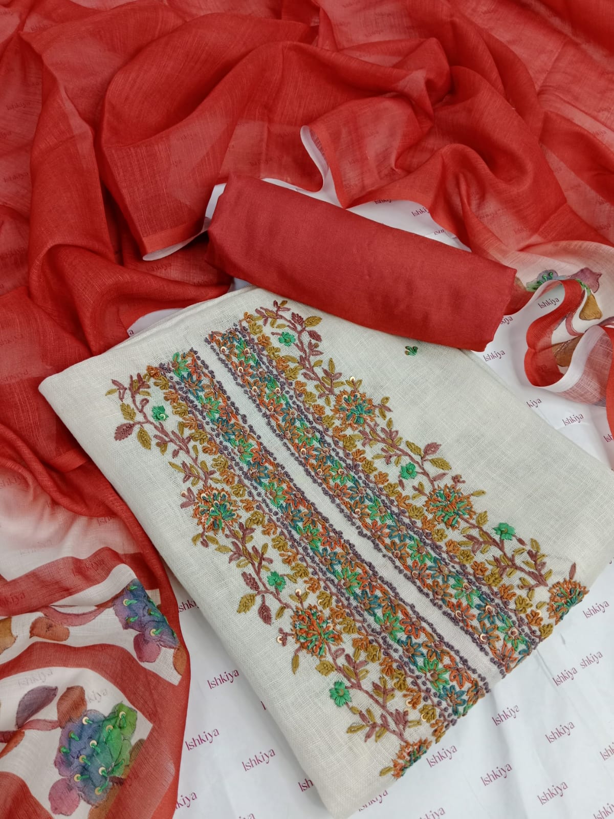 TAABIR-Unstitched Linen Tissue Suit Set