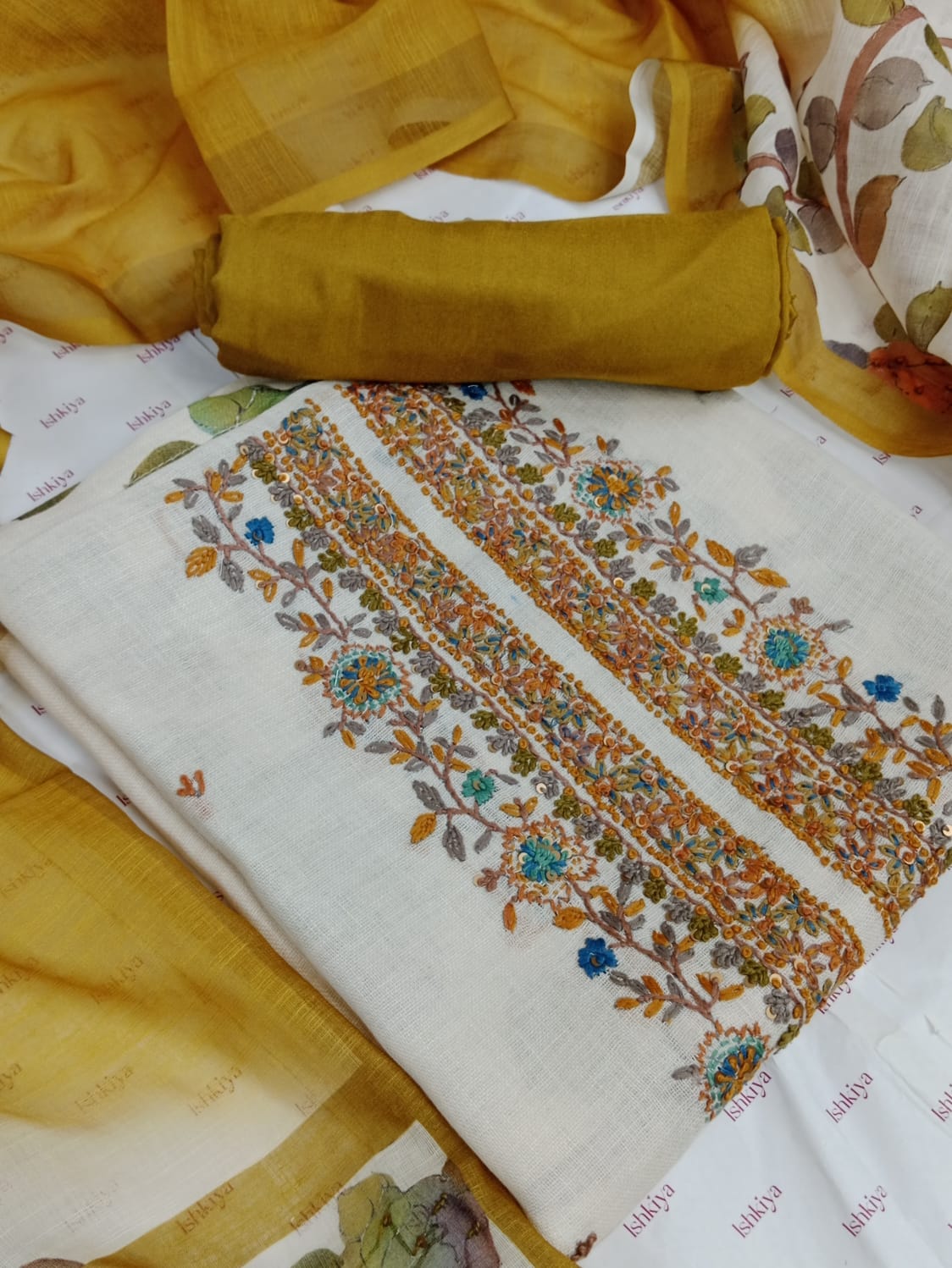 TAABIR-Unstitched Linen Tissue Suit Set