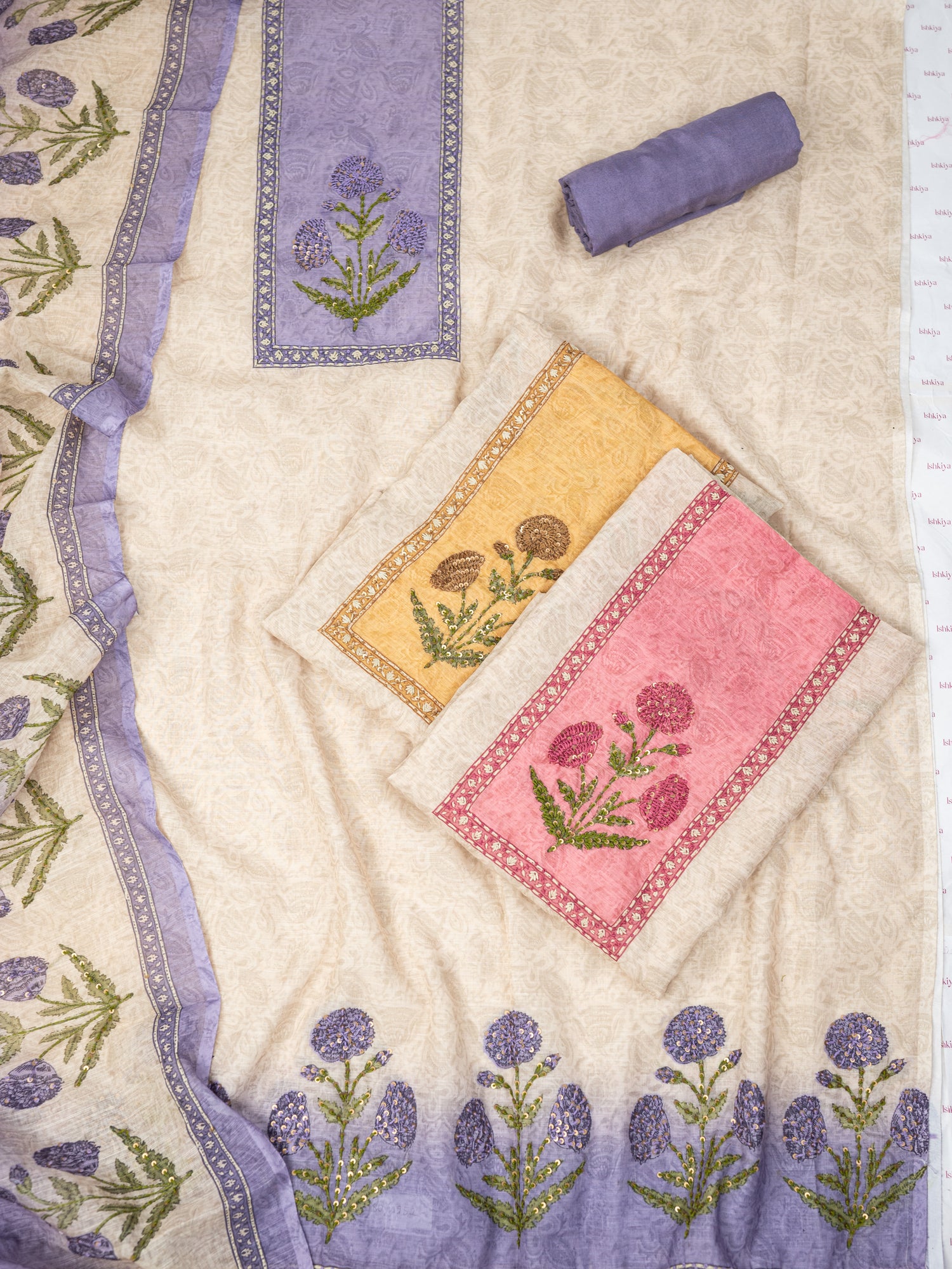 ZEENAT-Unstitched Linen Tissue Suit Set