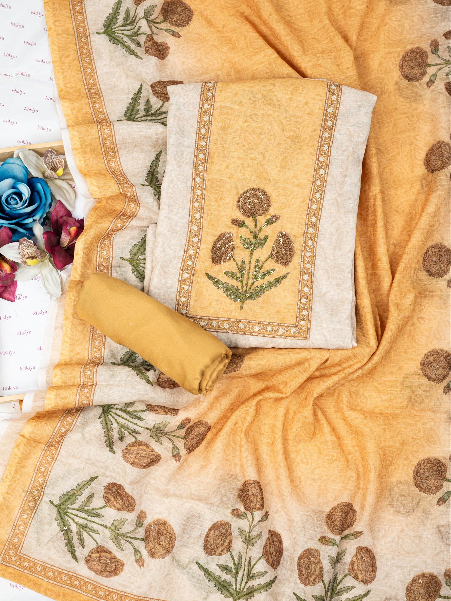 ZEENAT-Unstitched Linen Tissue Suit Set