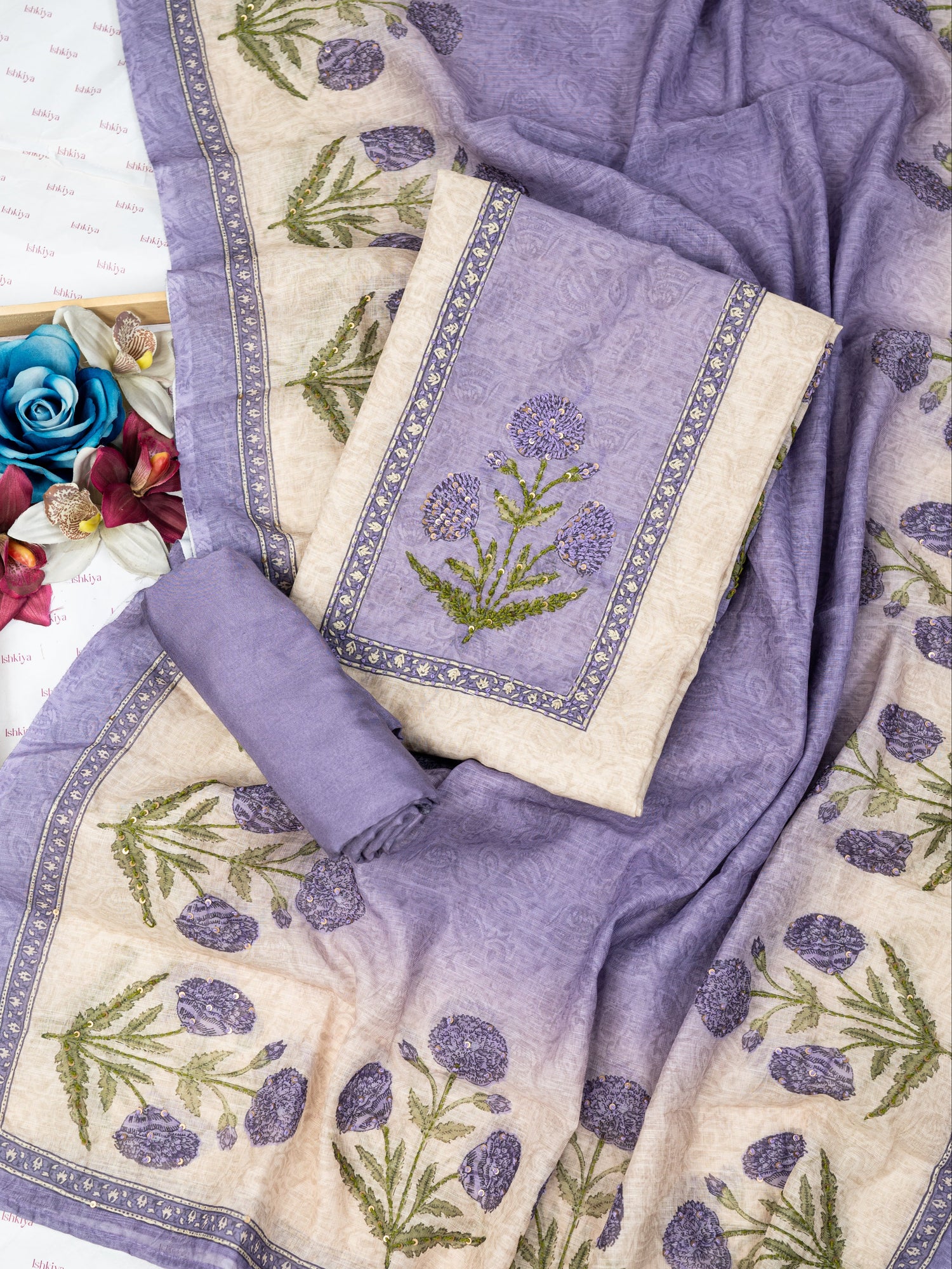 ZEENAT-Unstitched Linen Tissue Suit Set