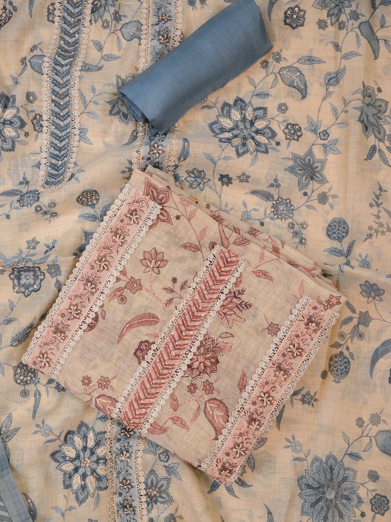 OORJA-Unstitched Linen Tissue Suit Set