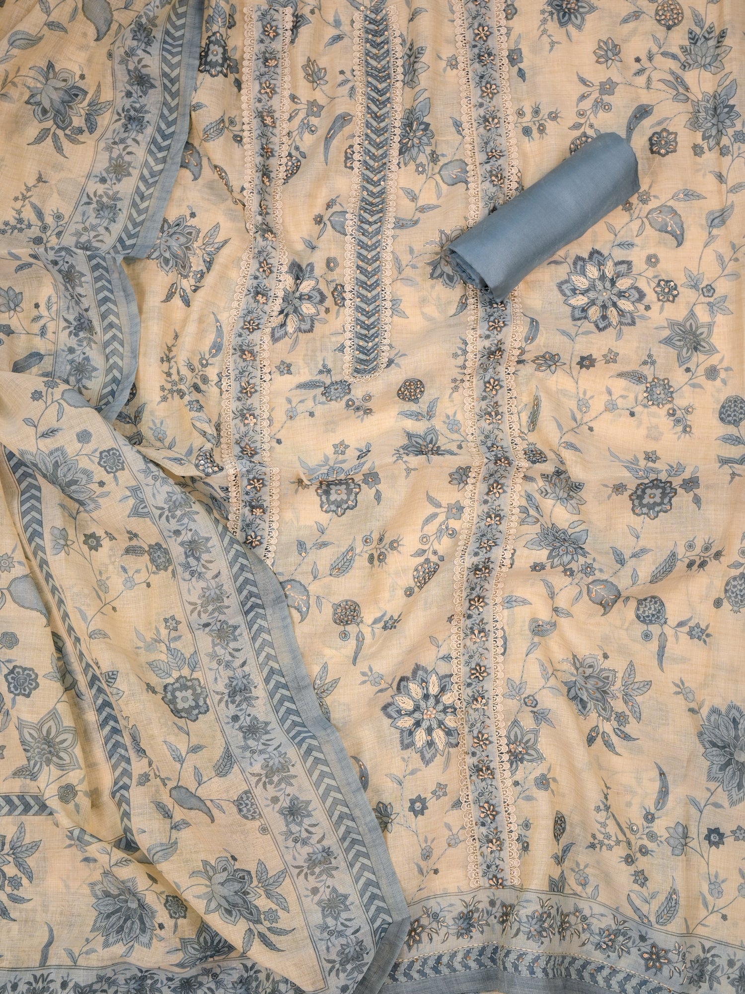 OORJA-Unstitched Linen Tissue Suit Set