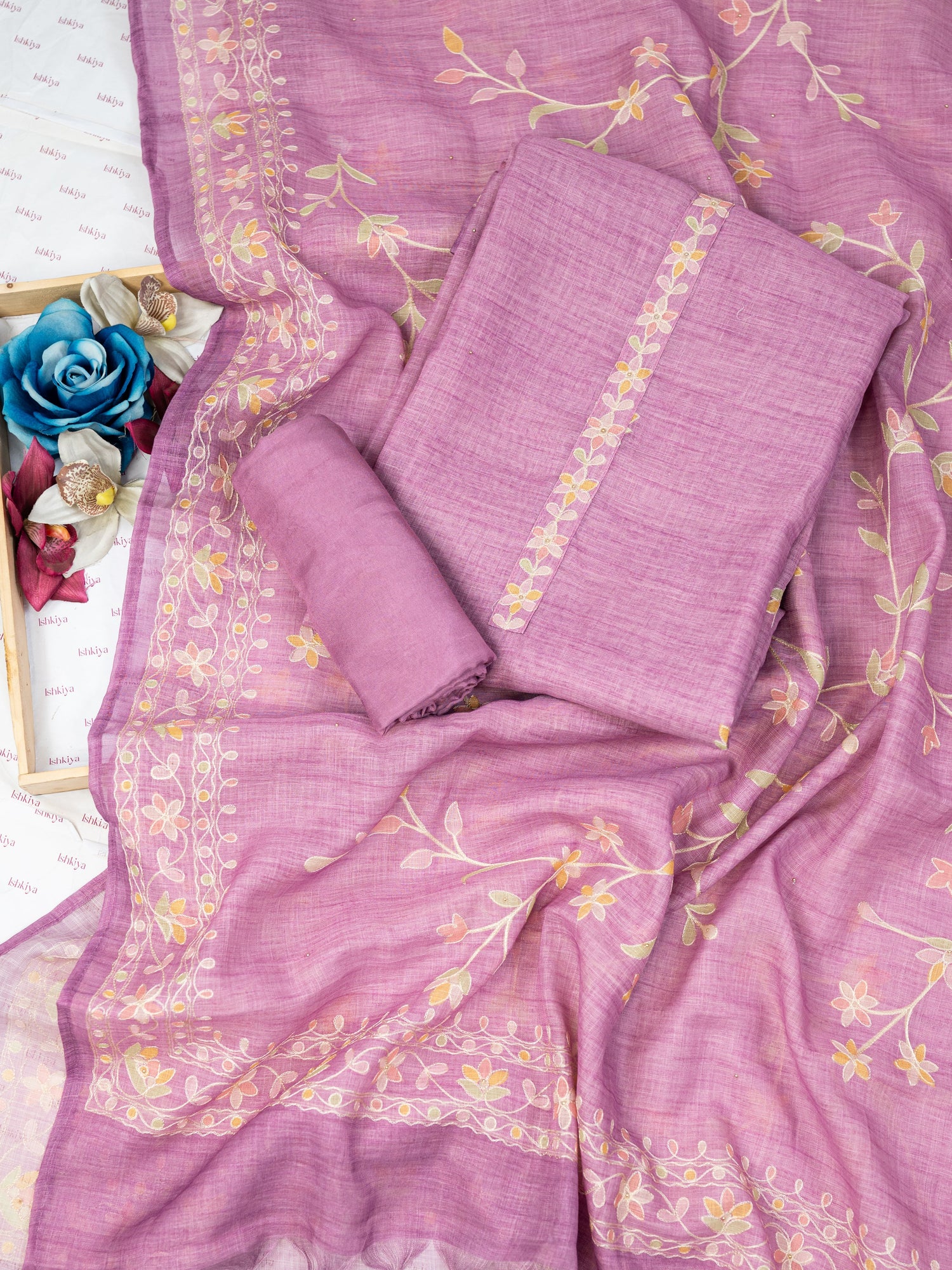 SEHR-Unstitched Linen Tissue Suit Set