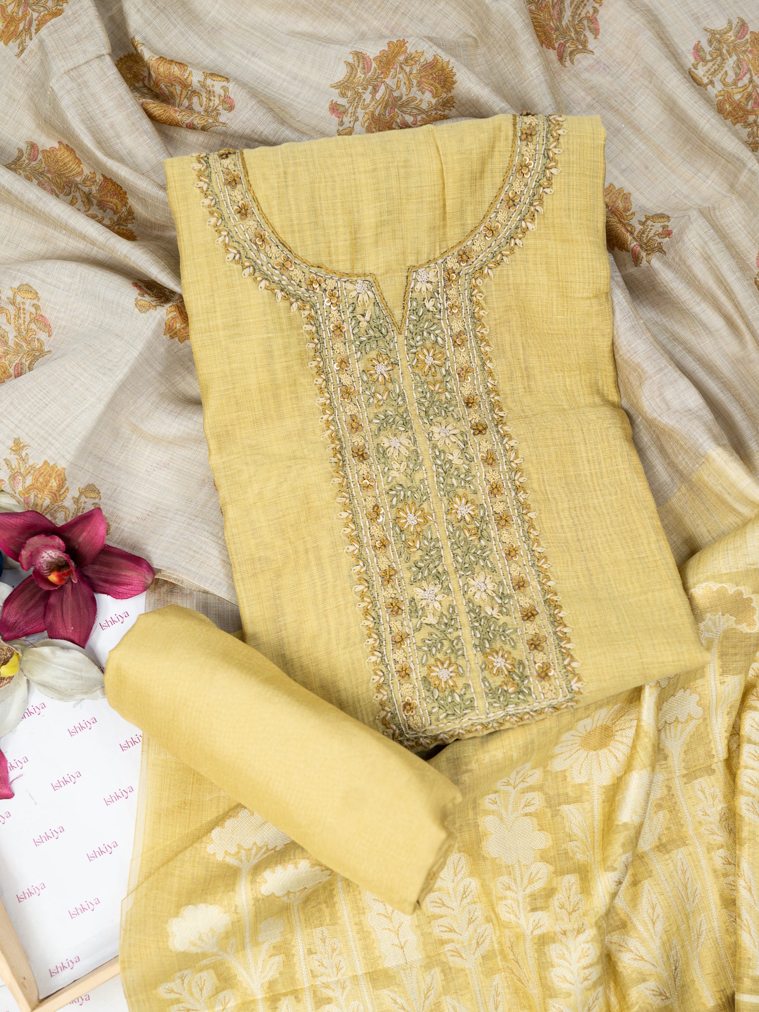 RUKH-Unstitched Linen Tissue Suit Set