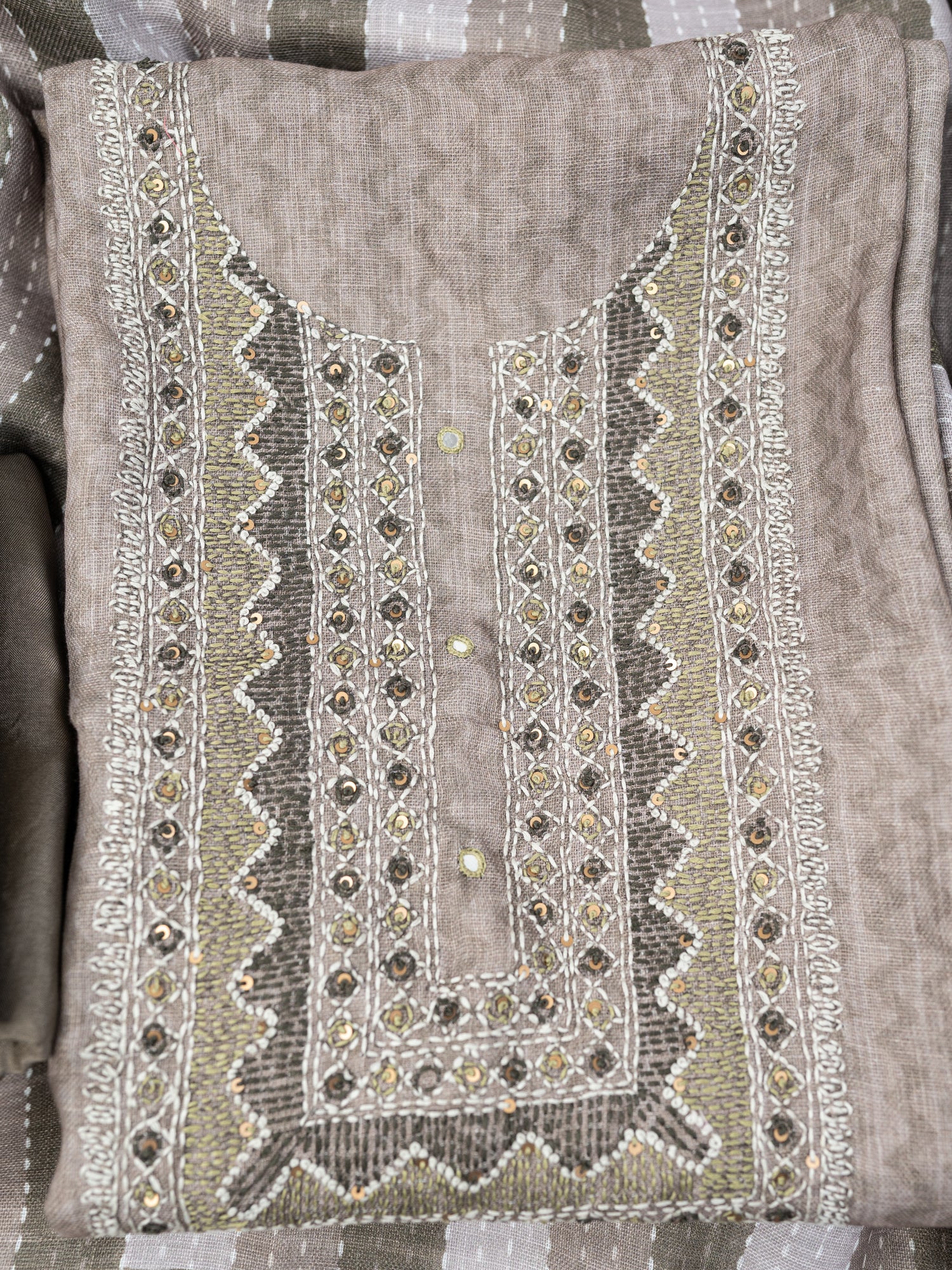 ELAAF-Unstitched Linen Tissue Suit Set