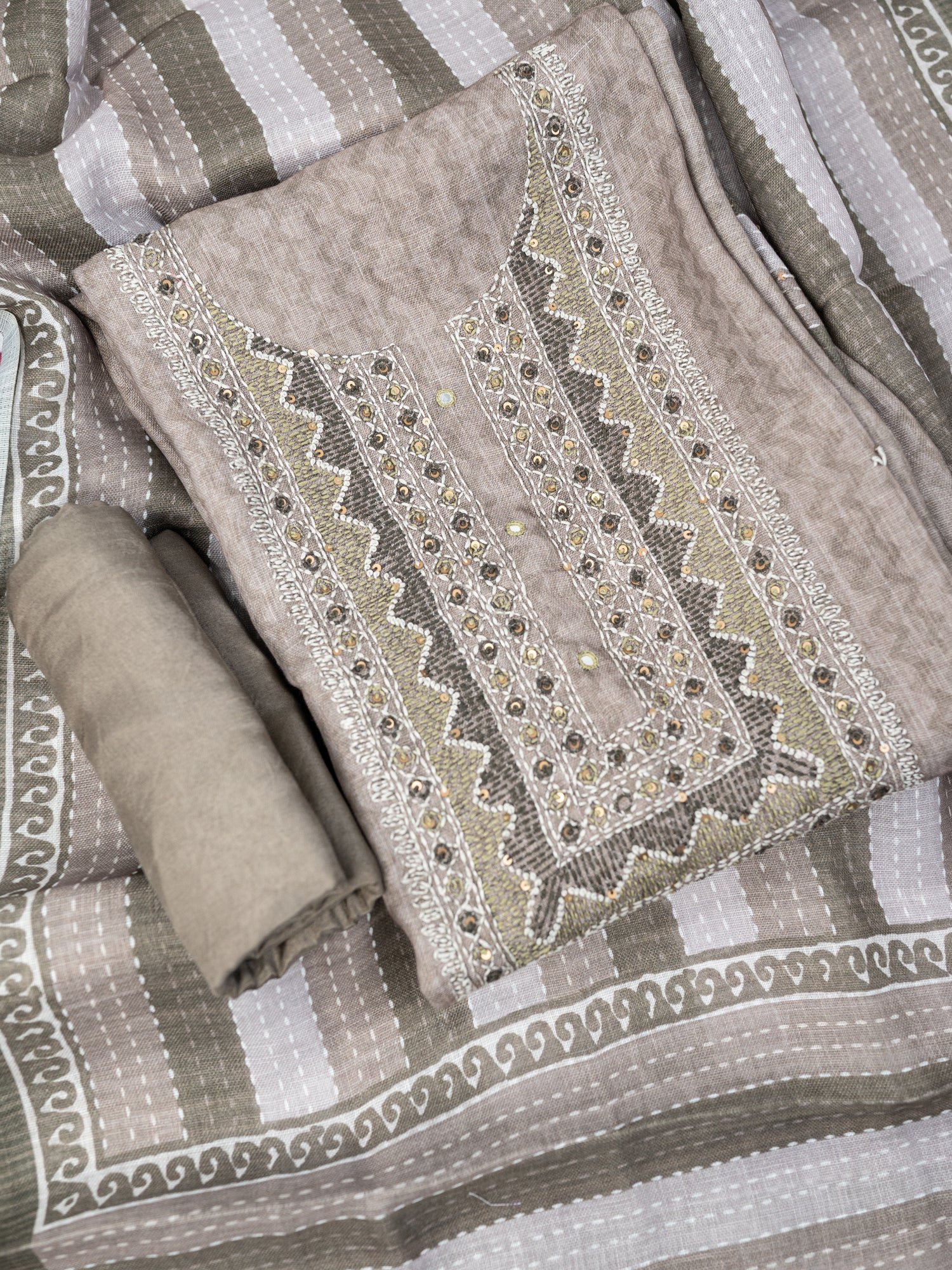 ELAAF-Unstitched Linen Tissue Suit Set