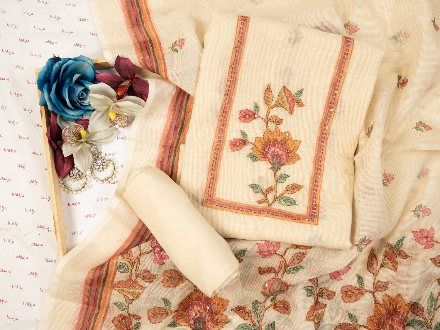 ZARMIN-Unstitched Linen Tissue Suit Set